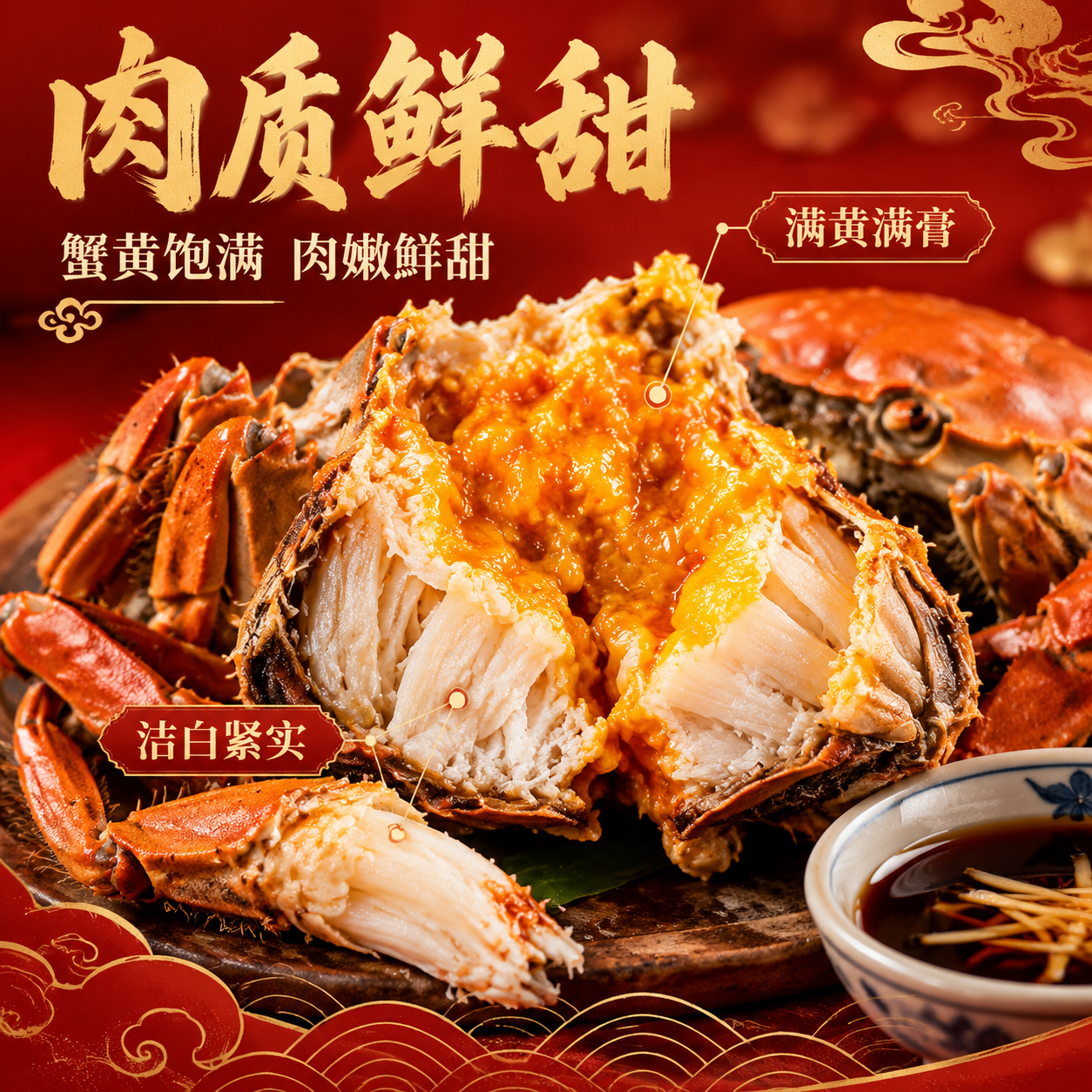 [主图-3] 肉质鲜甜细节展示图，核心任务是微观展示大闸蟹的品… - 图片创意预览