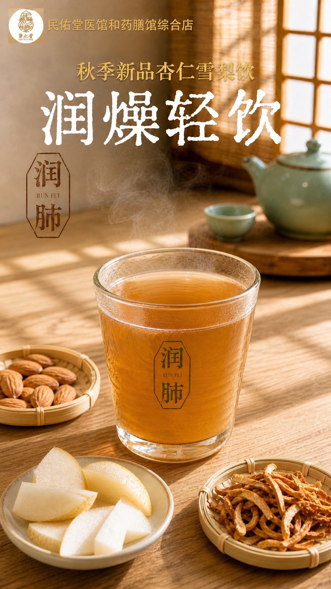 修改这张海报： 1. 去掉两杯饮品表面的桂花碎点缀，茶汤表面干… - 图片创意预览