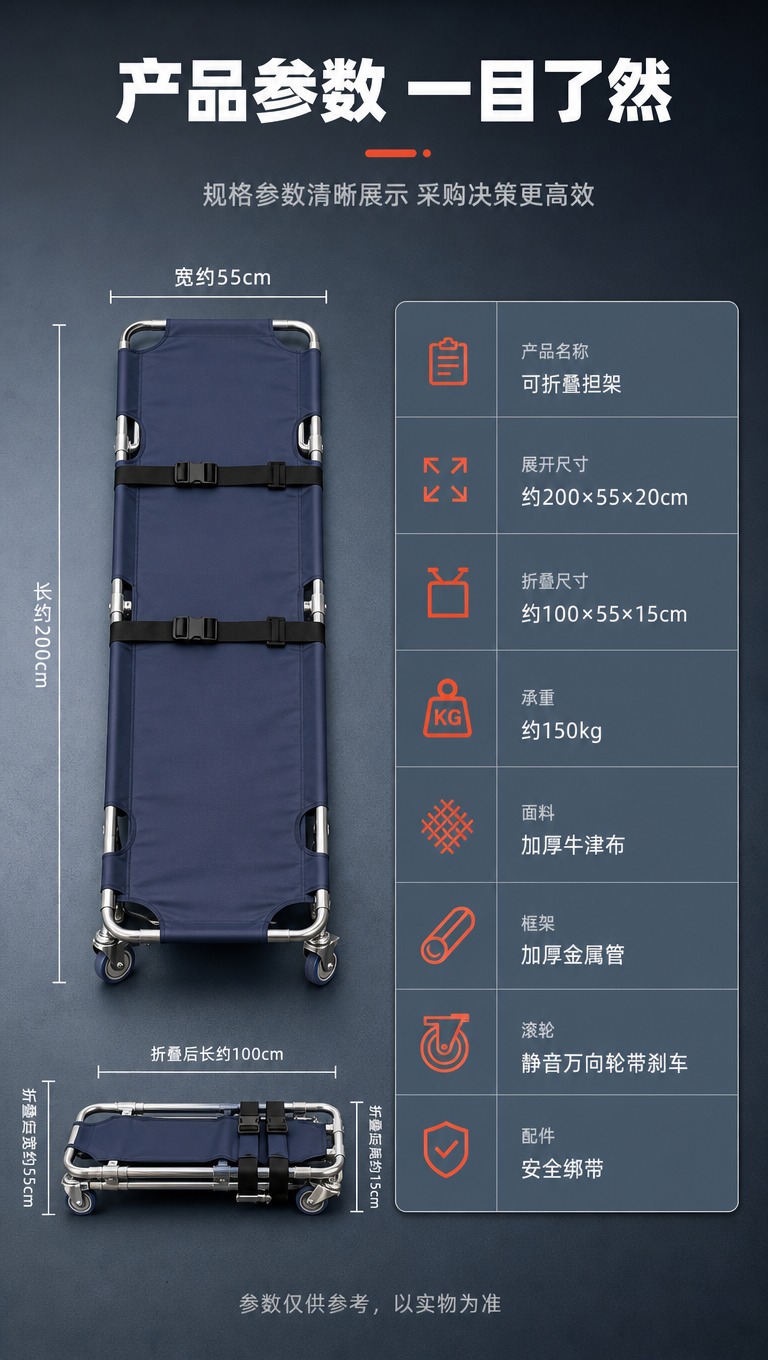 [商品] 使用【图1】的金属滚轮与管材结构作为担架部件参考，生… - 图片创意预览