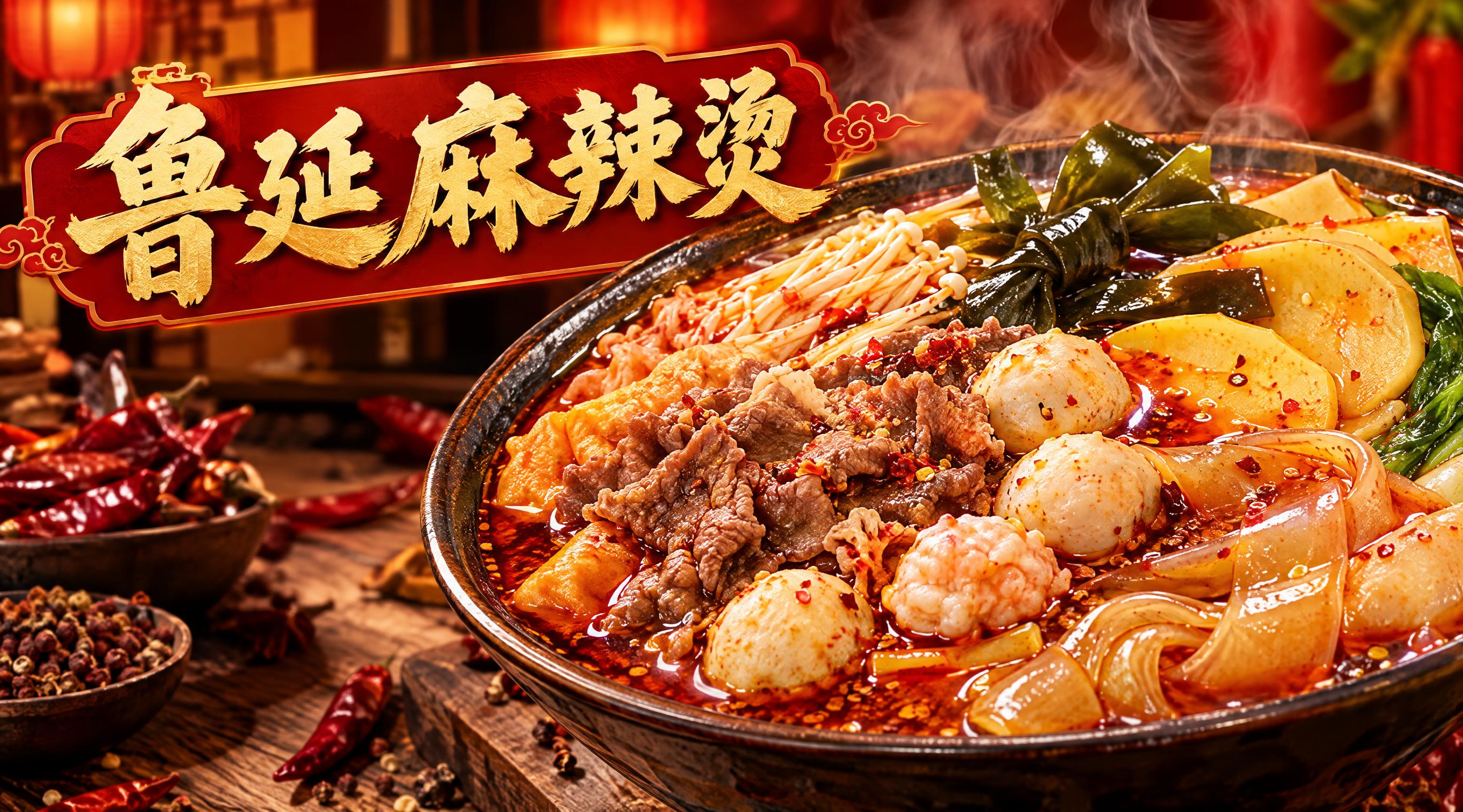 写实商业摄影风格，麻辣烫店铺店招设计，702x392横版画幅。… - 图片创意预览
