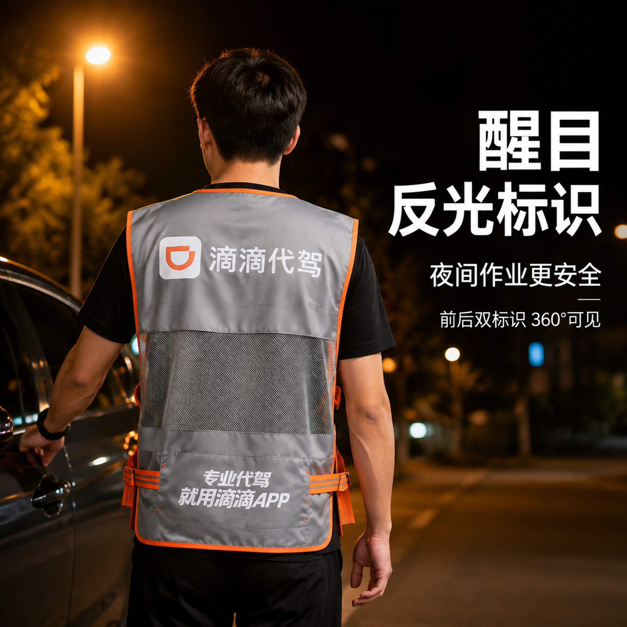 [主图-2] 滴滴代驾马甲背面展示，模特背面穿搭效果图。 [氛… - 图片创意预览