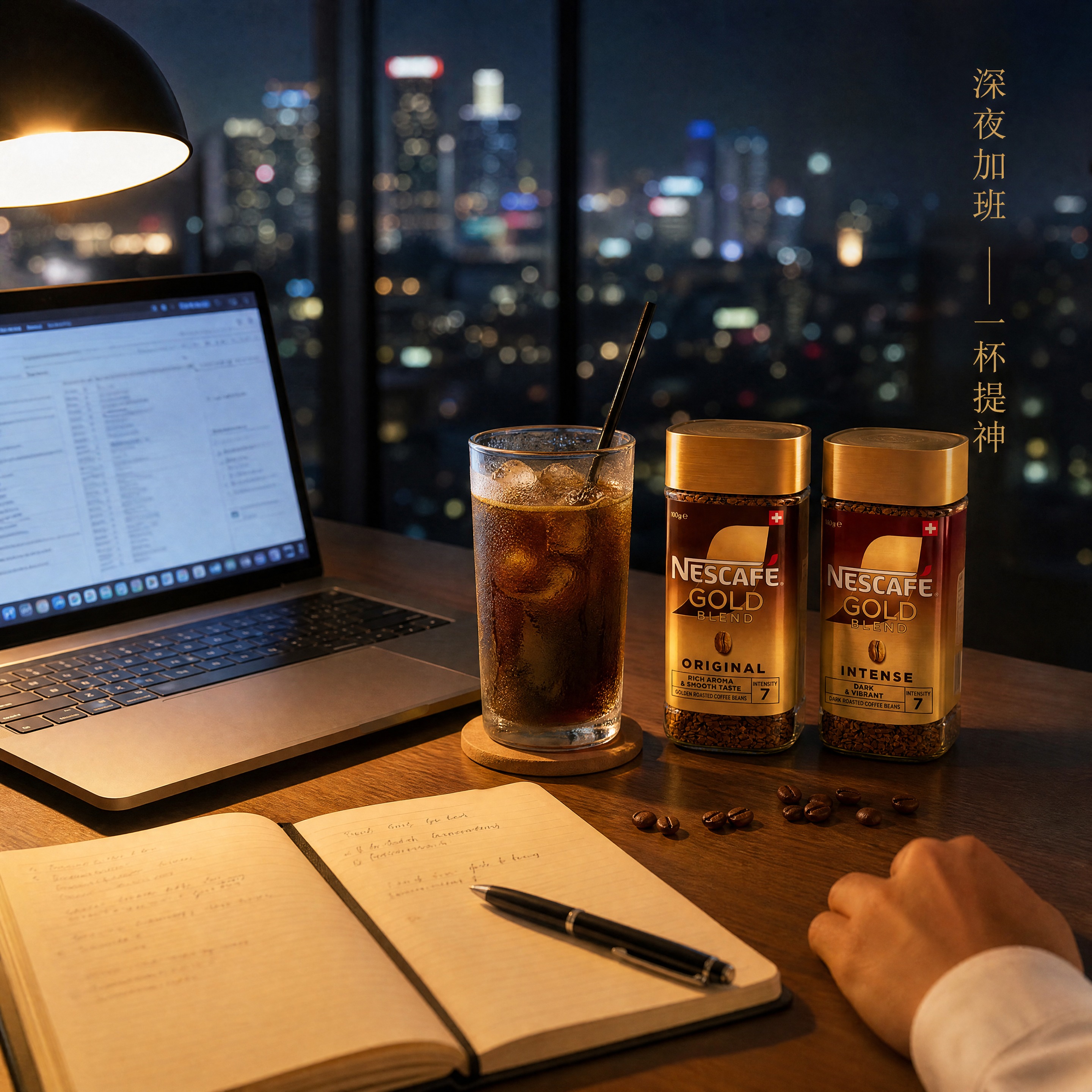 [主图-4] 雀巢金牌冻干黑咖啡办公场景生活方式图，加班熬夜提… - 图片创意预览