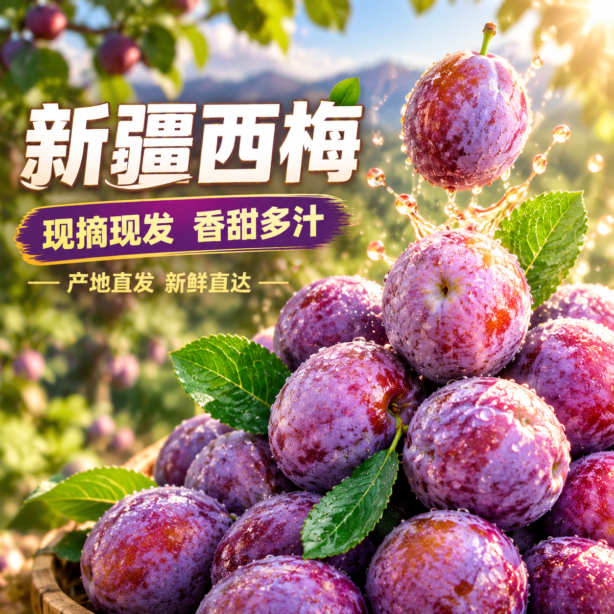 [主图-1] 新疆西梅首图点击率，突出食欲感与新鲜度，左文右图… - 图片创意预览