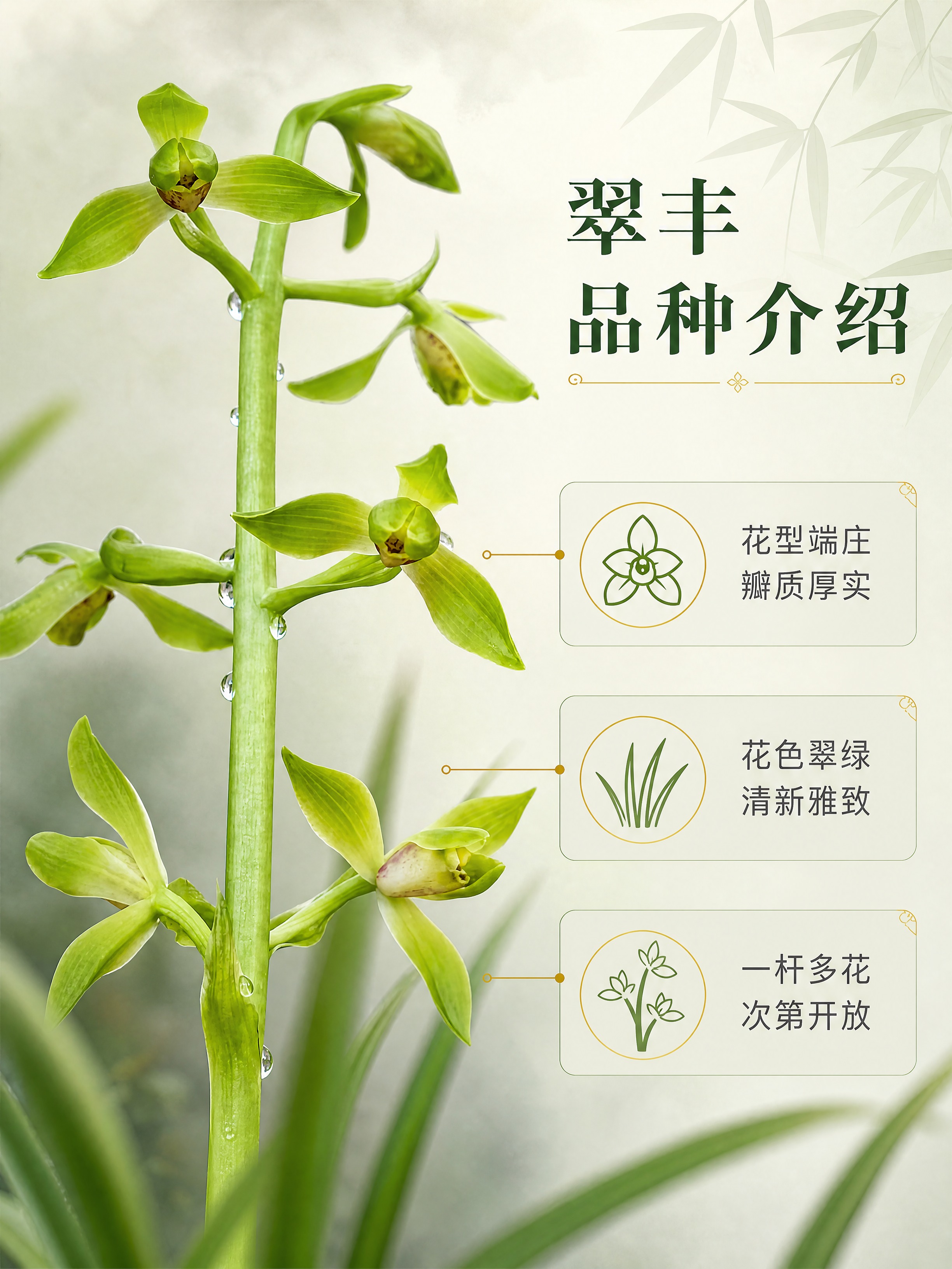 [商品] 使用【图1】翠丰兰花近景图；保留花朵结构、翠绿色花瓣… - 图片创意预览