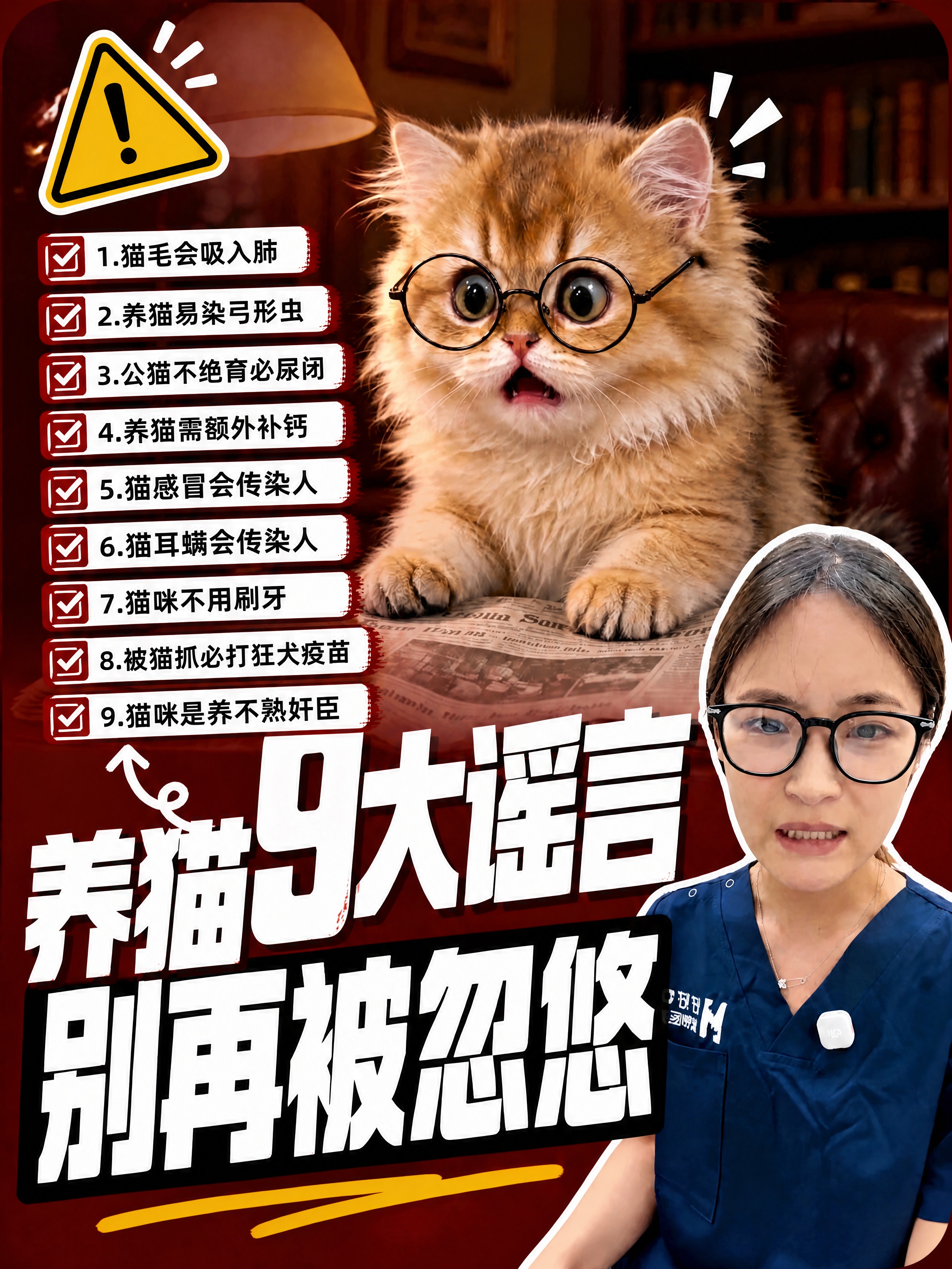 在保持原图整体风格、版式、配色、猫咪主体、右下角医生人物、主标… - 图片创意预览