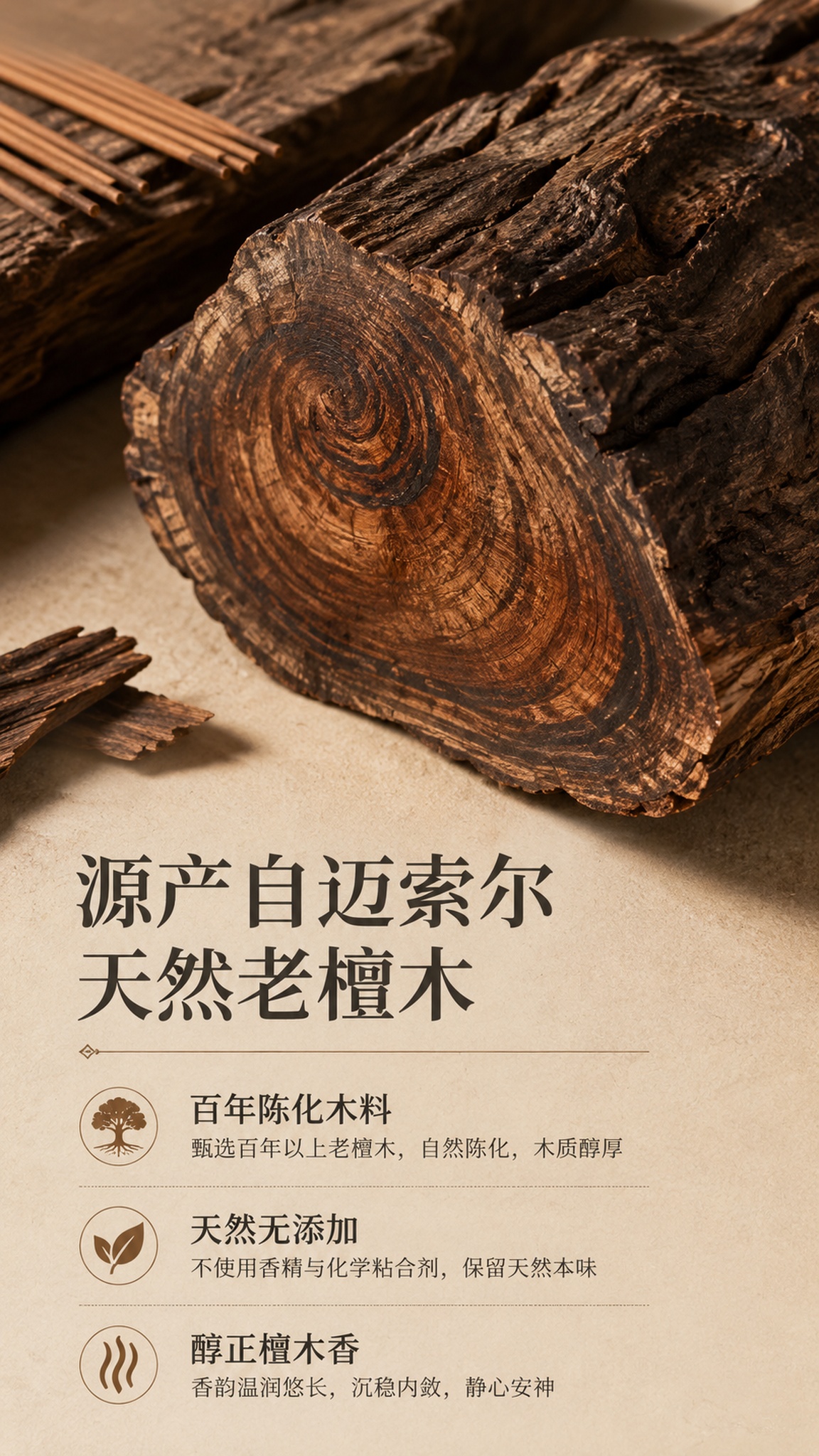 [第3屏] 成分原料解析，迈索尔老檀天然原料展示。本屏不强制使… - 图片创意预览