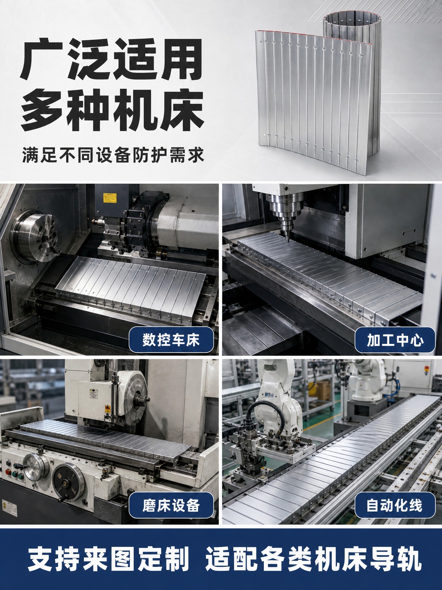 [主图-4] 铝型材防护帘（机床导轨防护罩）应用场景图，3:4… - 图片创意预览