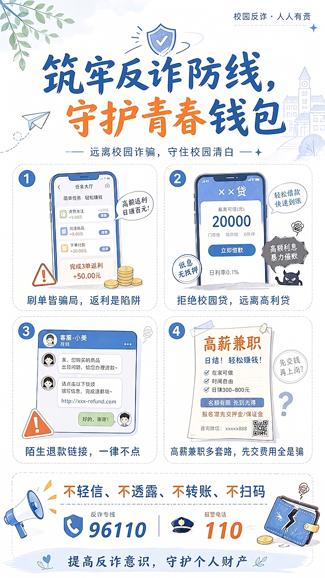 将这张反诈海报中的错别字修改：把'暴力催败'改为'暴力催收'，其余所有内容、风格、版式都保持不变