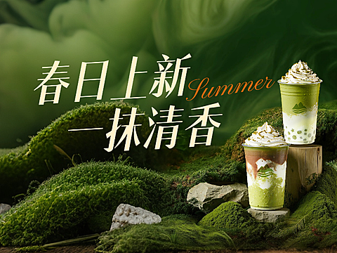 美食餐饮奶茶饮品绿色系抹茶系列上新美团店铺头像