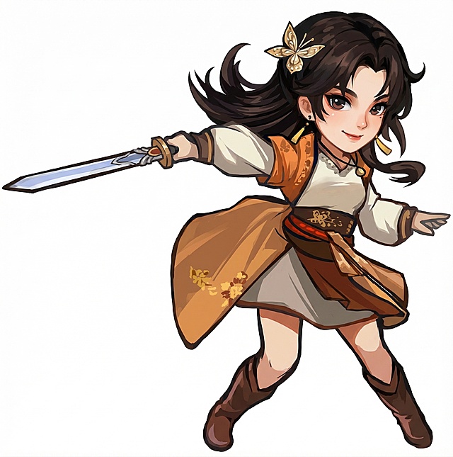 将人物改为Q版画风，添加细节，放大高清化，背景改为纯白色