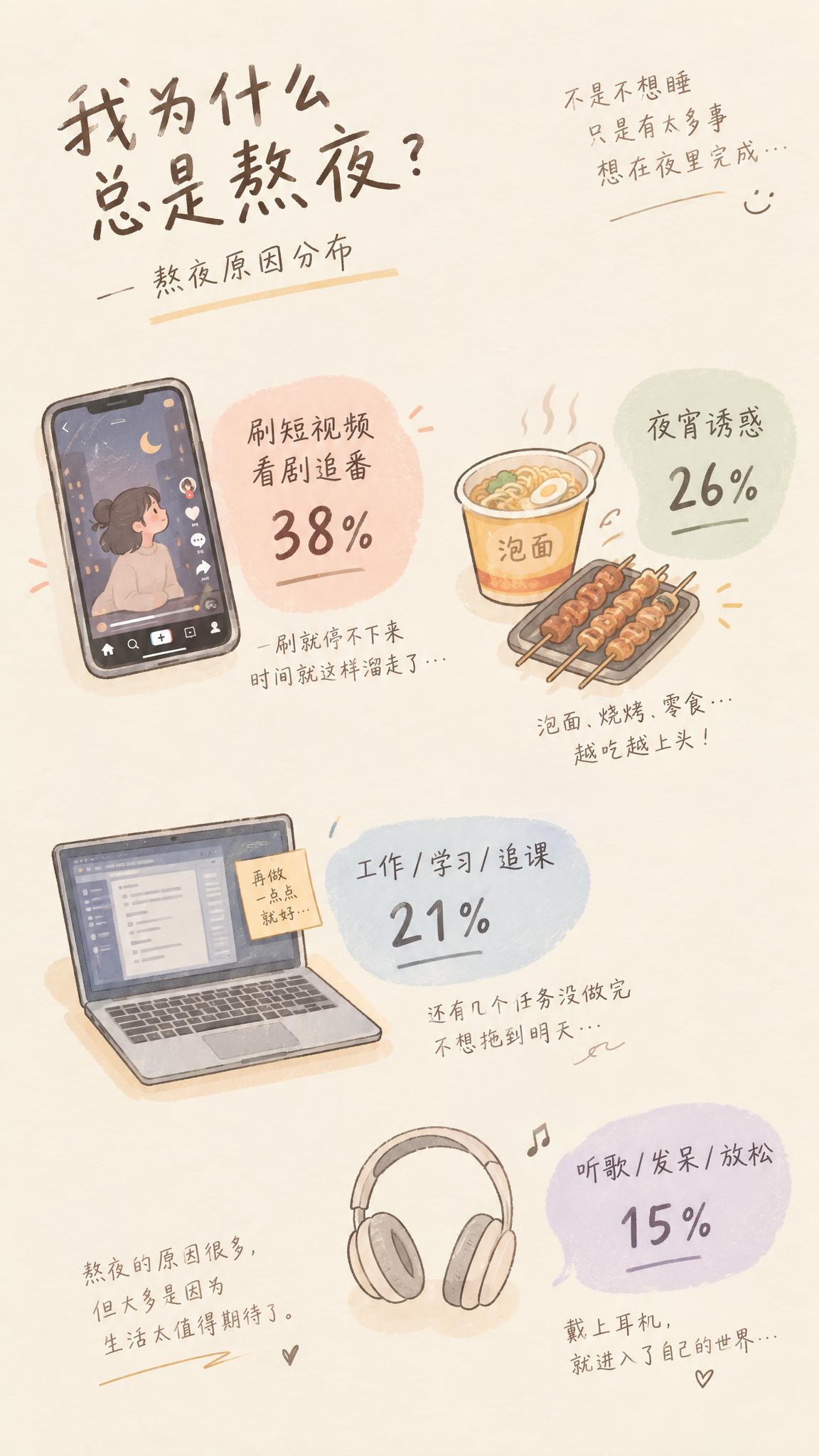 竖版信息数据卡，简约手绘插画风格，暖米底色，柔和低饱和配色，手… - 图片创意预览