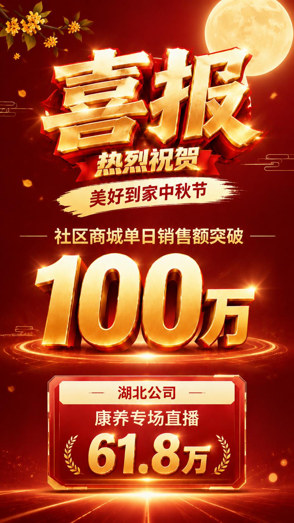 基于参考图的喜报版式，将背景改为简约时尚的中秋风格。保留参考图… - 图片创意预览