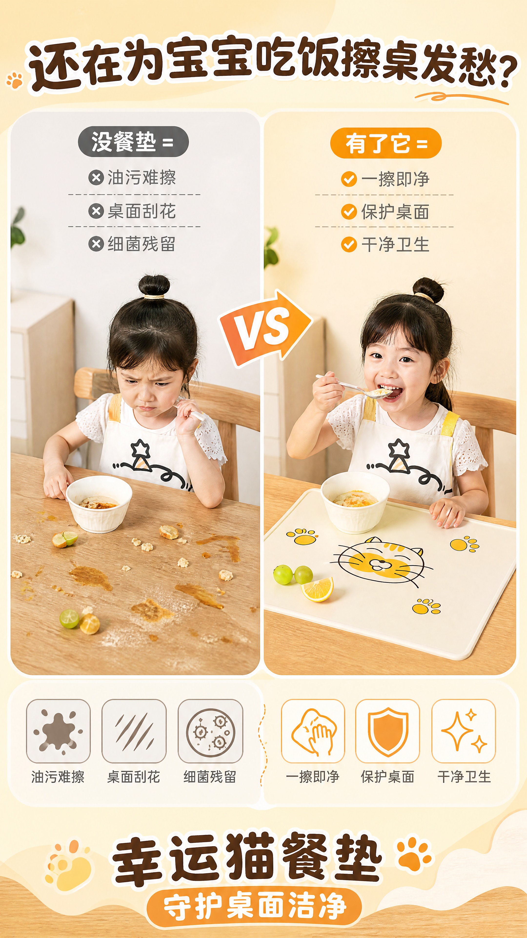 [商品] 使用【图2】幸运猫儿童硅胶餐垫（40×30cm小号）… - 图片创意预览