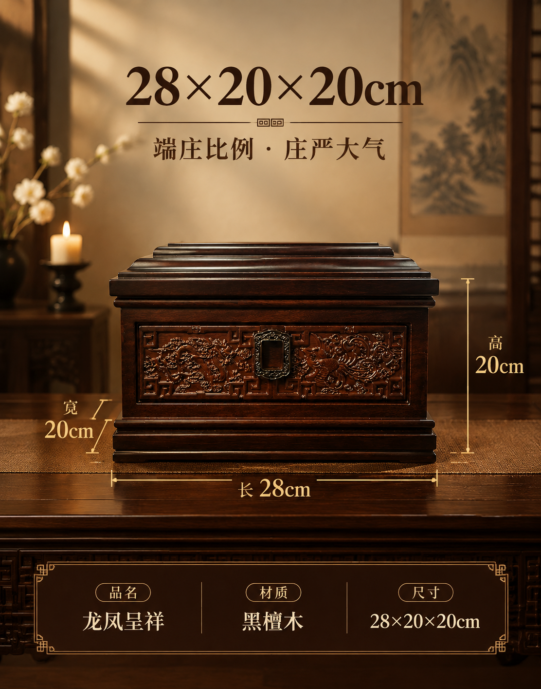 [主图-6 尺寸规格] 28×20×20cm尺寸标注，展示比例… - 图片创意预览