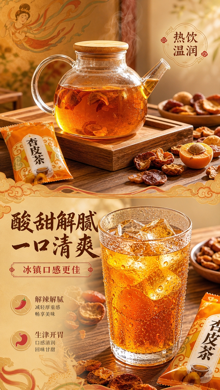 [商品] 使用【图5】杏皮茶冲泡成品图；保留玻璃茶壶、玻璃杯中… - 图片创意预览