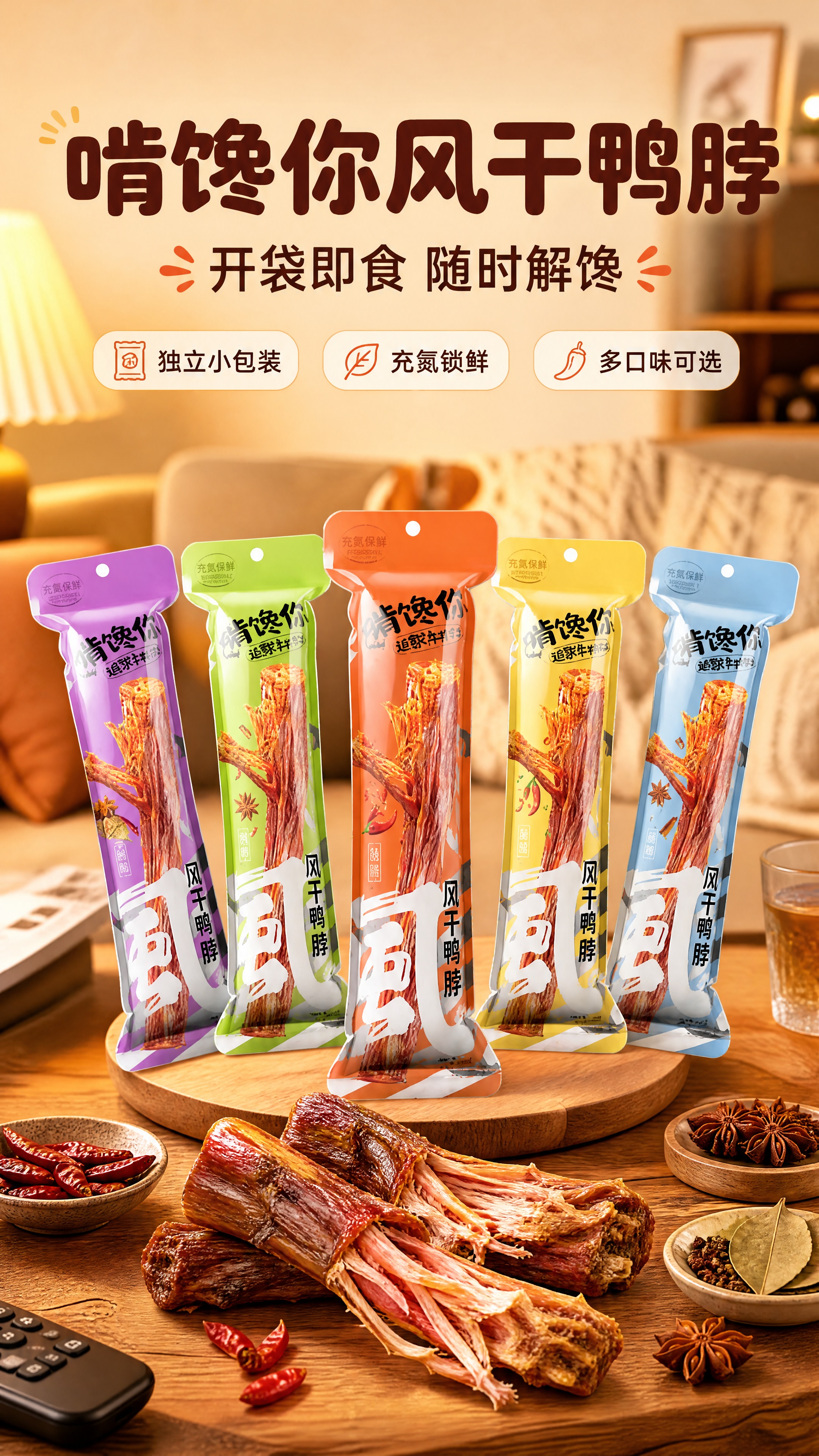 [商品] 使用【图1】全部5款啃馋你风干鸭脖独立包装（从左到右… - 图片创意预览