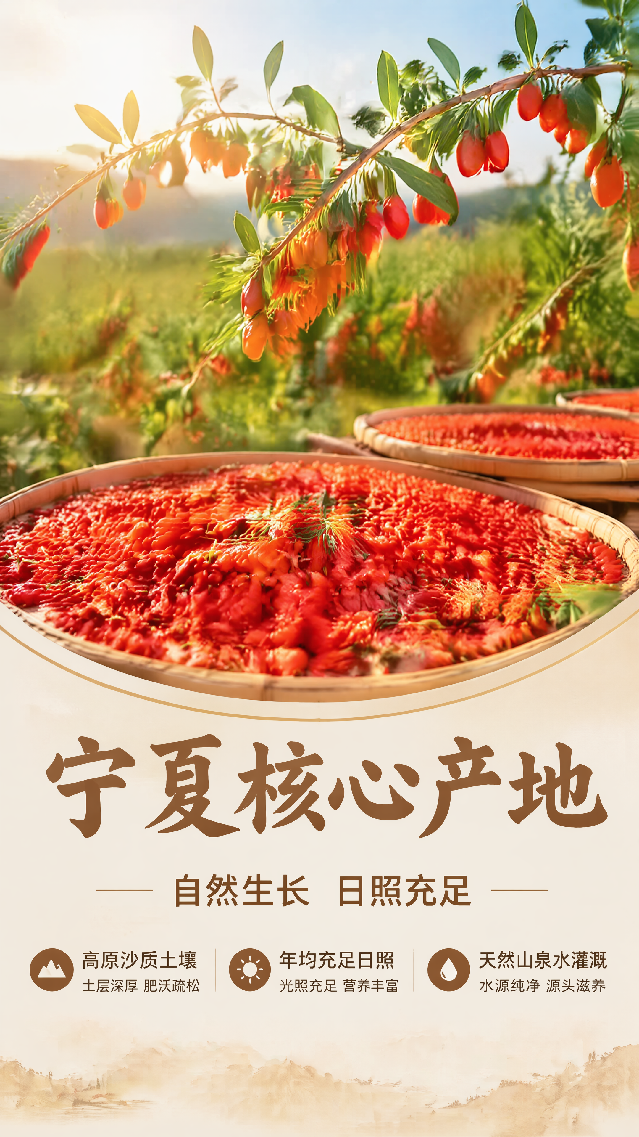 [第2屏] 核心产地展示，宁夏枸杞原产地种植场景。本屏使用【图… - 图片创意预览