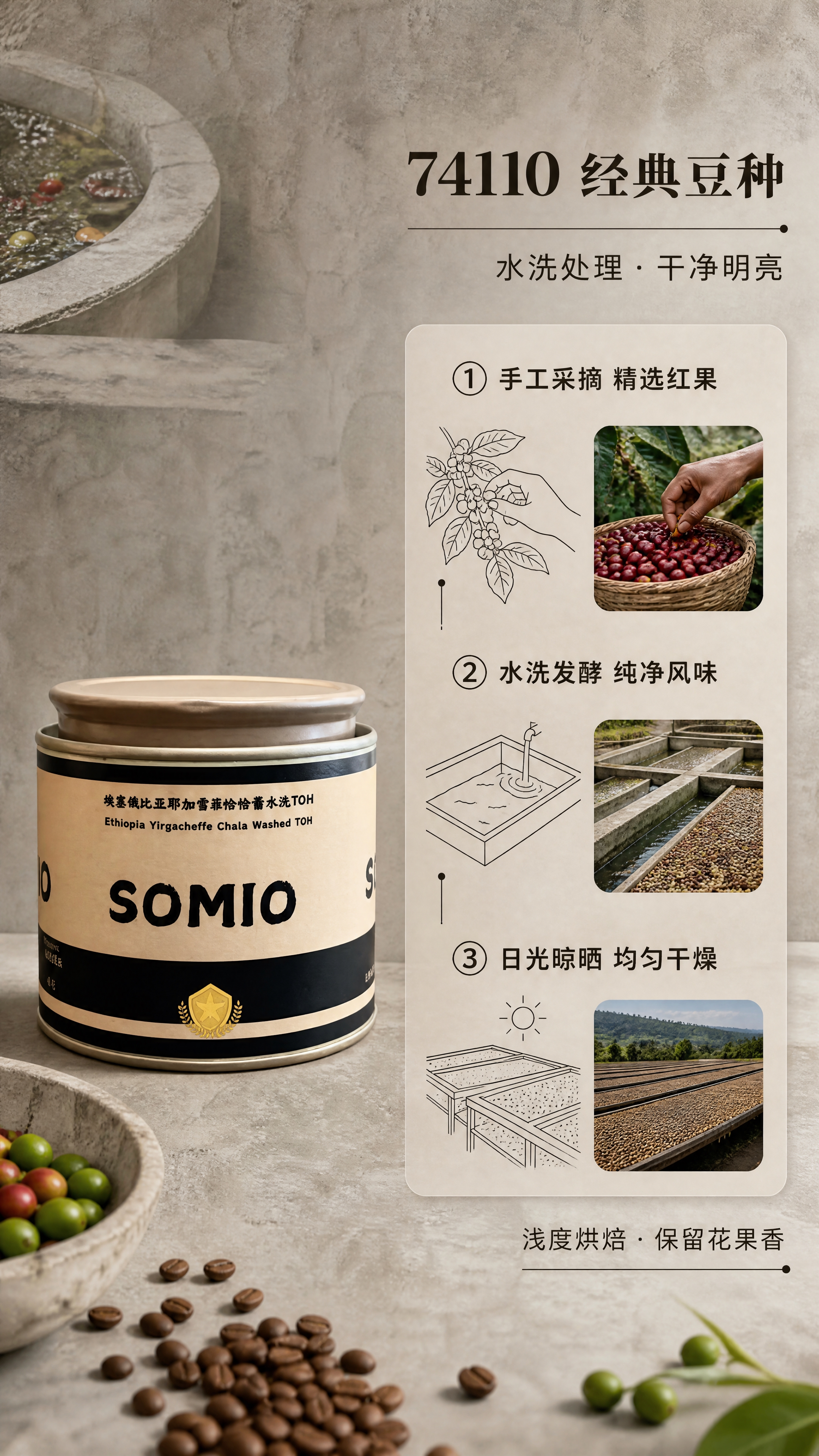 [商品] 使用【图1】松晓SOMIO耶加雪菲恰恰蕾咖啡豆罐；保… - 图片创意预览