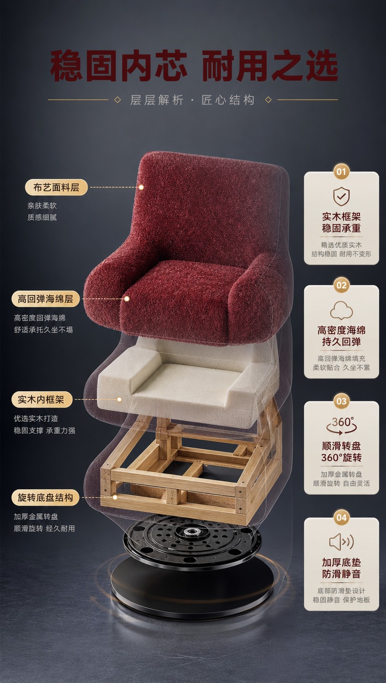 [商品] 使用【图1】酒红色布艺旋转单人休闲椅；保留外部造型、… - 图片创意预览