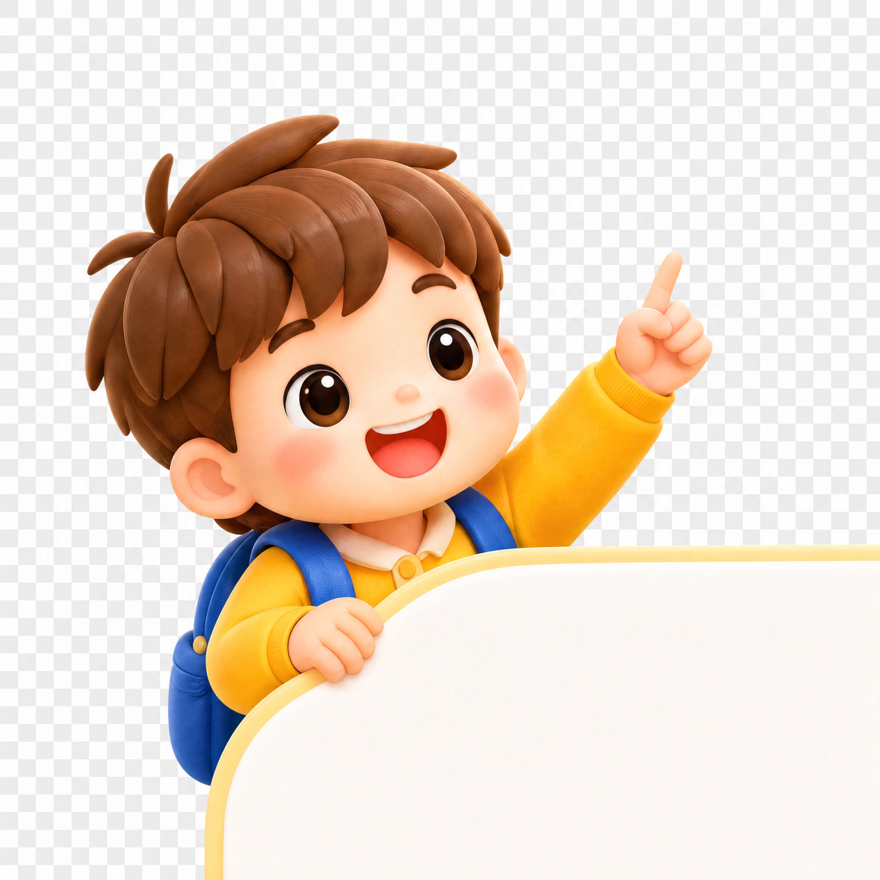 基于参考图中左上角红框的小男孩形象，生成独立的透明背景图标：3… - 图片创意预览