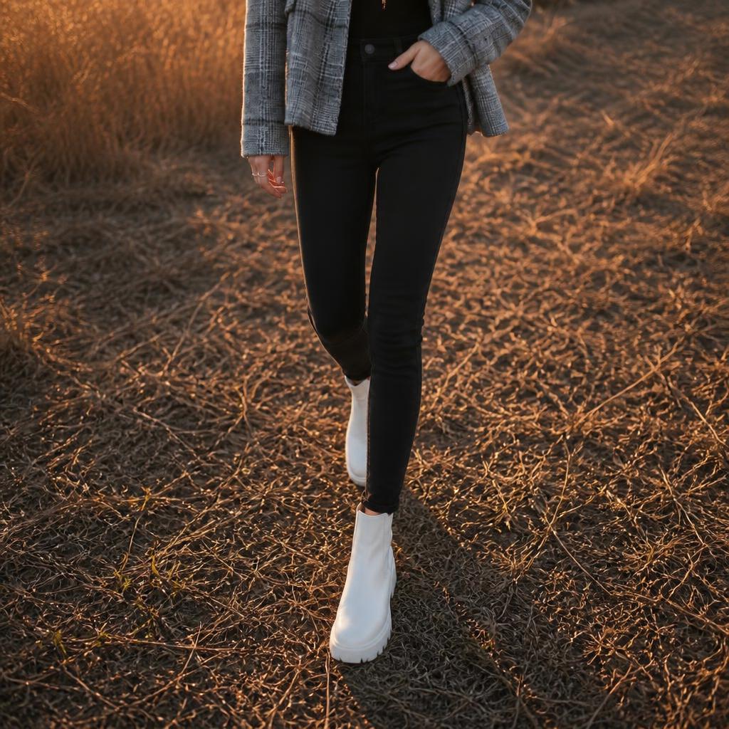 严格保持参考图的搭配一致性与摄影场景一致性：浅灰色格纹短款毛呢… - 图片创意预览