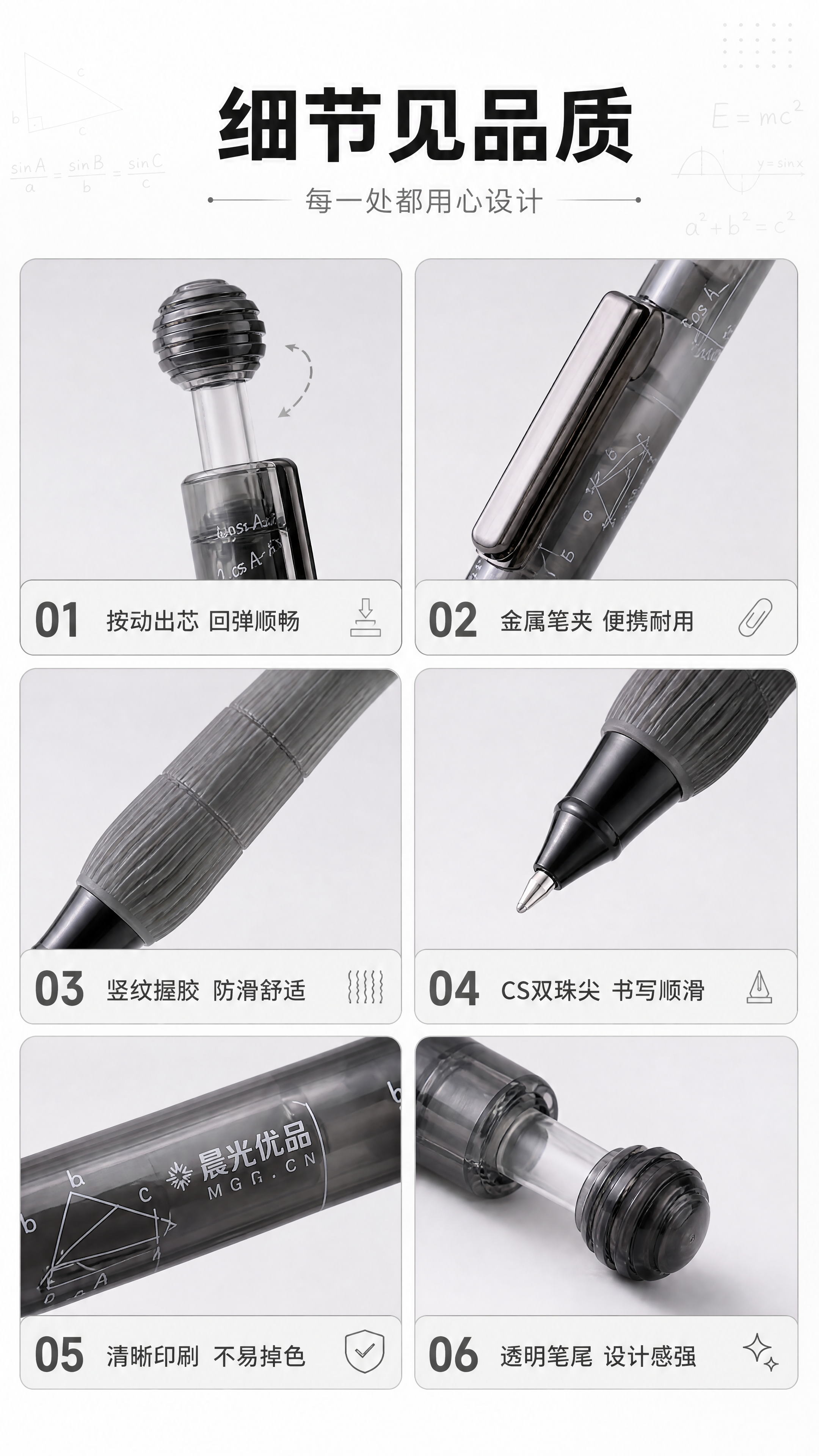 [商品] 使用【图2】黑色款笔的各部位细节；保留按动结构、笔夹… - 图片创意预览