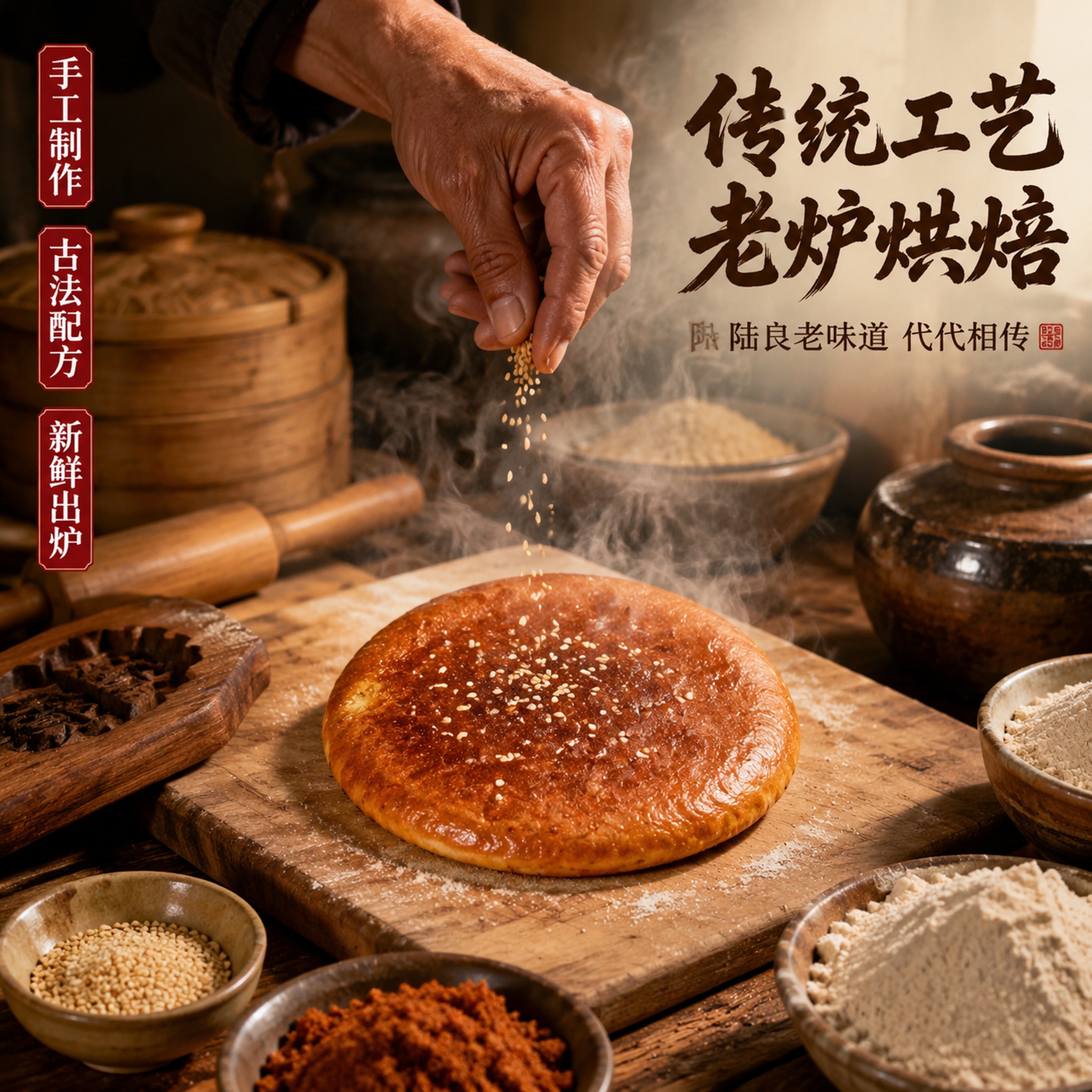[主图-6] 荞三香传统工艺与制作场景图，强化老味传承。 [氛… - 图片创意预览