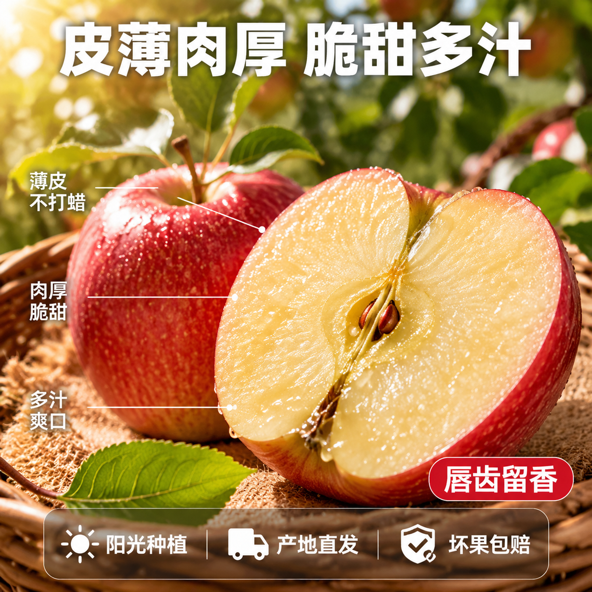 [主图-2] 新疆阿克苏鲁丽苹果 切开剖面爆汁细节 核心卖点图… - 图片创意预览