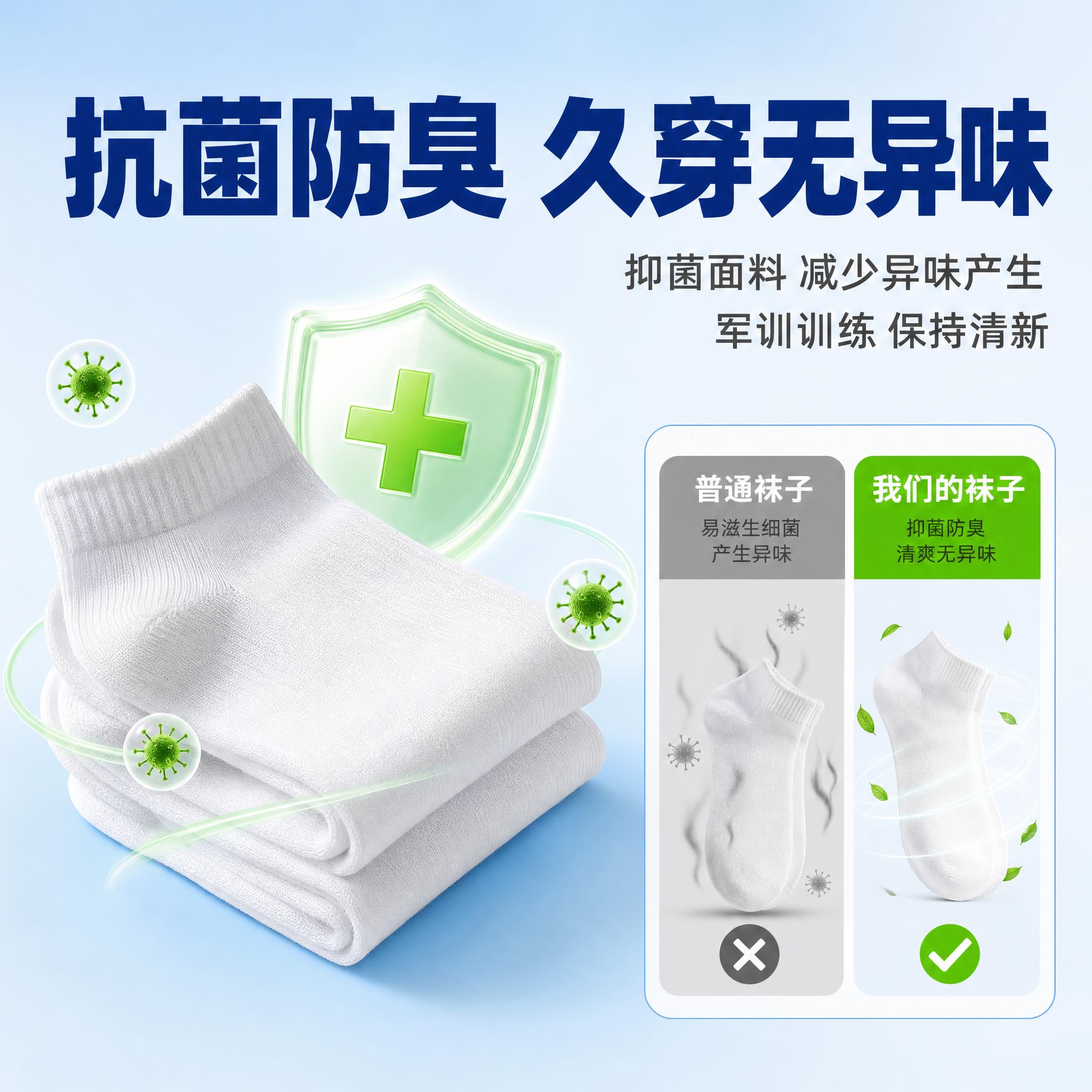 [主图-3] 主题：抗菌防臭 军训久穿无异味。 [统一基调]… - 图片创意预览