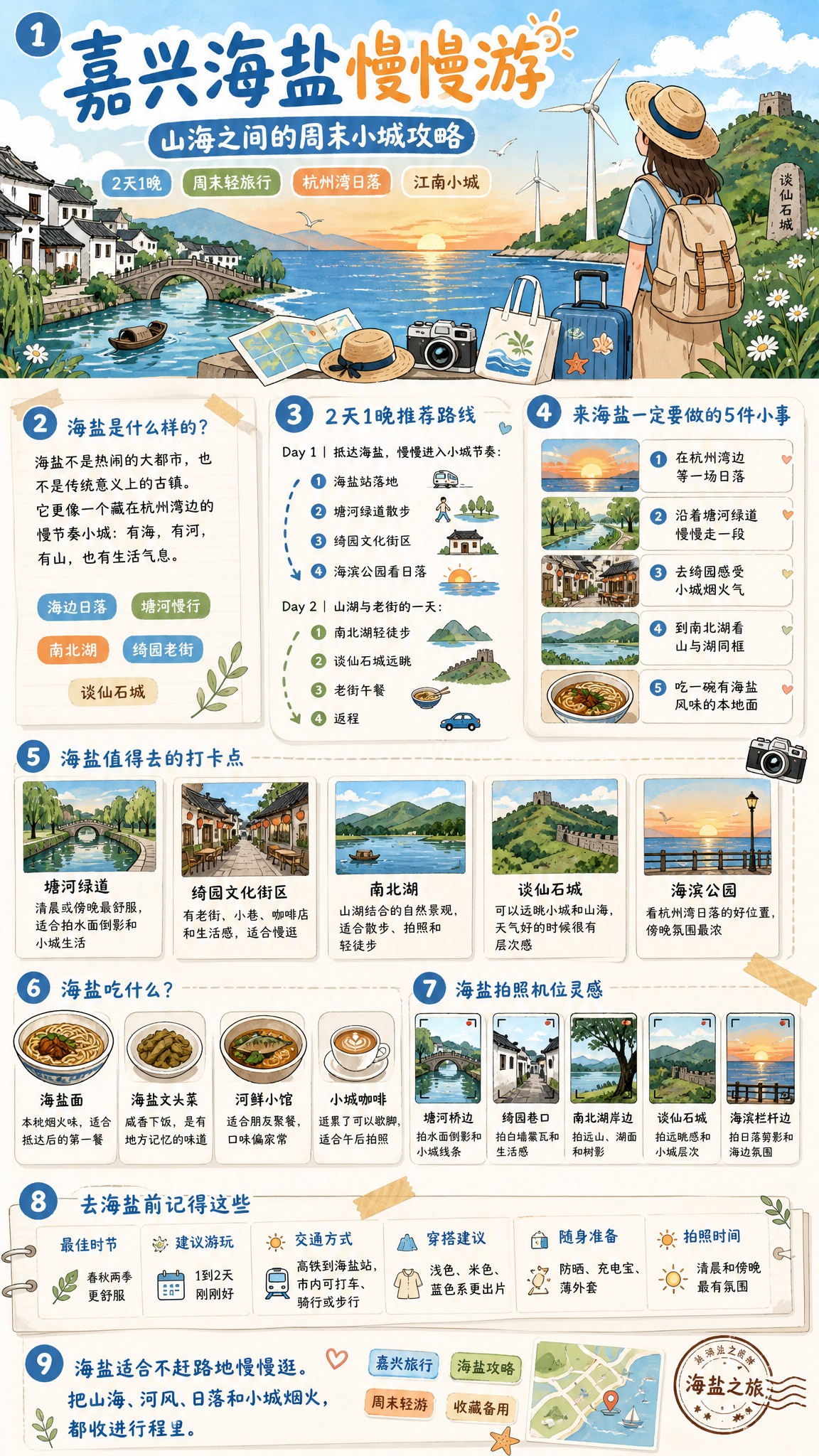 生成一张竖版9:16的新媒体信息长图，主题为“嘉兴海盐旅游攻略… - 图片创意预览