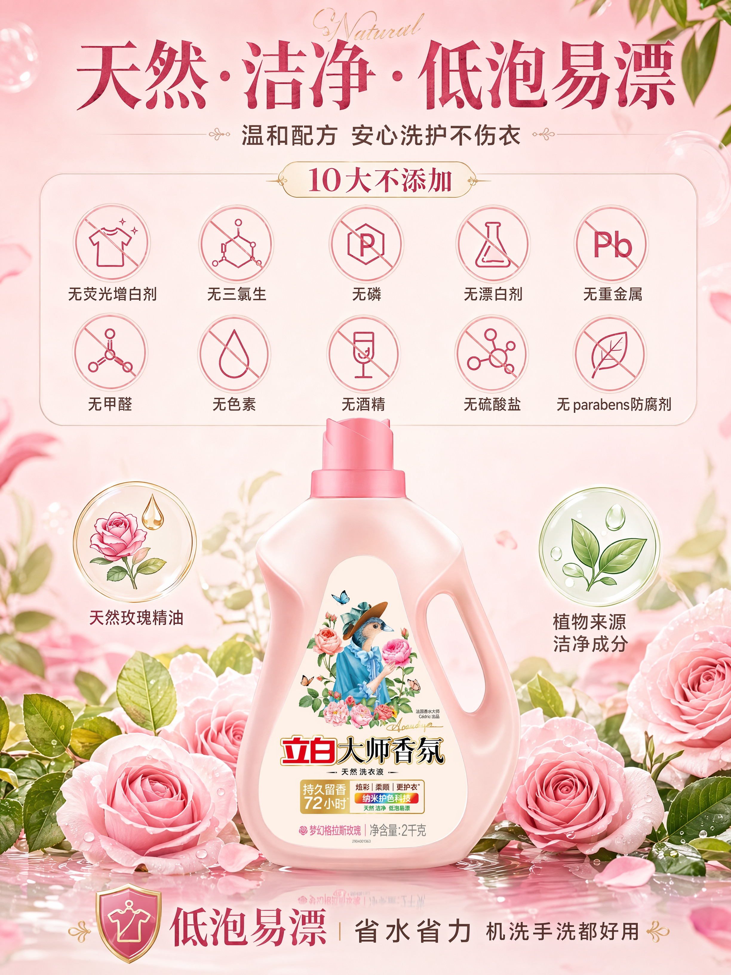 [商品] 使用【图1】立白大师香氛天然洗衣液（2kg粉色瓶装）… - 图片创意预览
