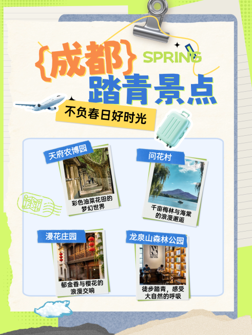 春季旅游春游踏青成都周边游景点推荐小红书配图预览效果
