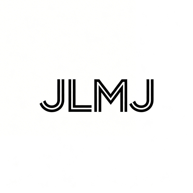 设计一个简约现代的系统门窗品牌logo，包含四个字母"JLMJ"，整体风格简洁大气，适合建材行业使用，线条简洁利落，带有高级质感预览效果