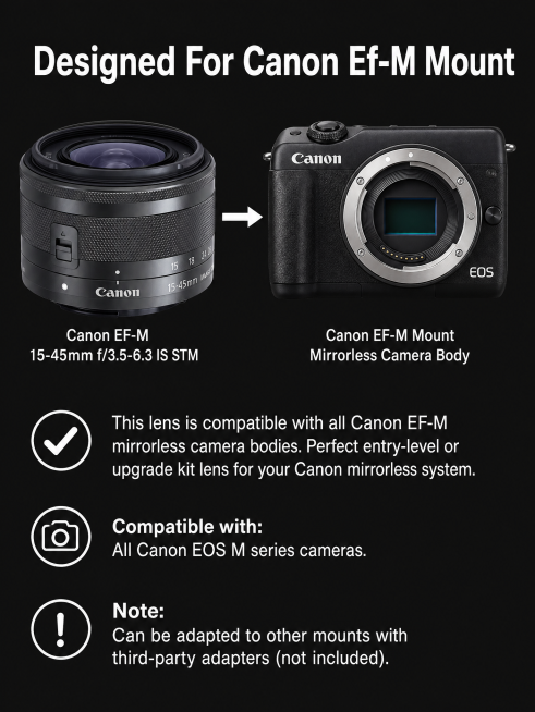 [第10屏] Compatibility Guide - Canon EF-M 15-45mm f/3.5-6.3 Is Stm Mount Compatibility.
[氛围/风格] Simple预览效果