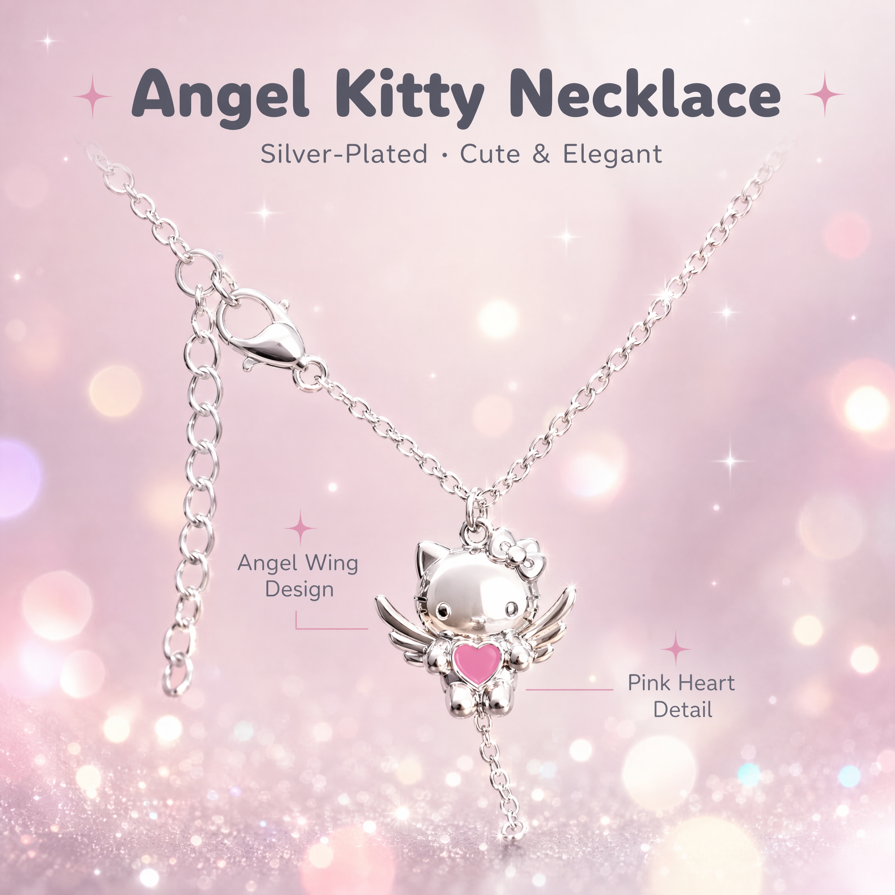 [商品] 使用【图1】Hello Kitty天使翅膀镀银项链；… - 图片创意预览