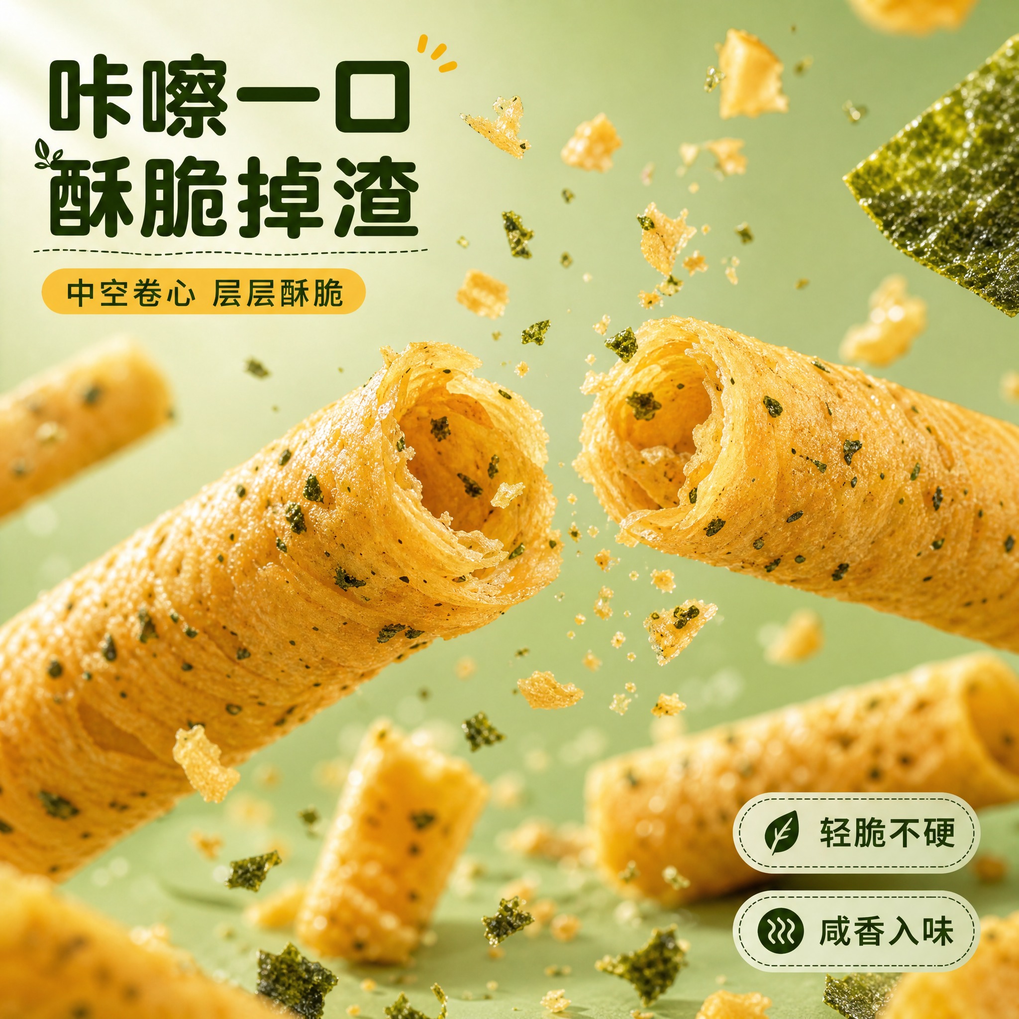 [主图-3] 细节口感 微观种草。任务：微距展示脆卷酥脆质地与… - 图片创意预览