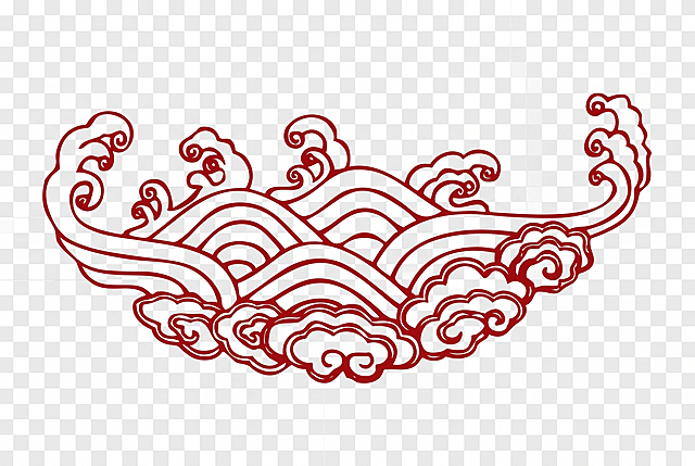 抠掉背景，只保留红色的祥云线条图案，背景为透明