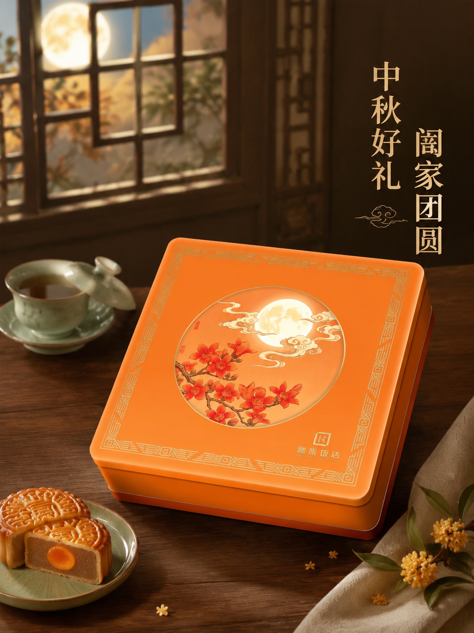 [主图-4] 融旅·皓月莲香月饼礼盒中秋场景展示。[氛围风格]… - 图片创意预览