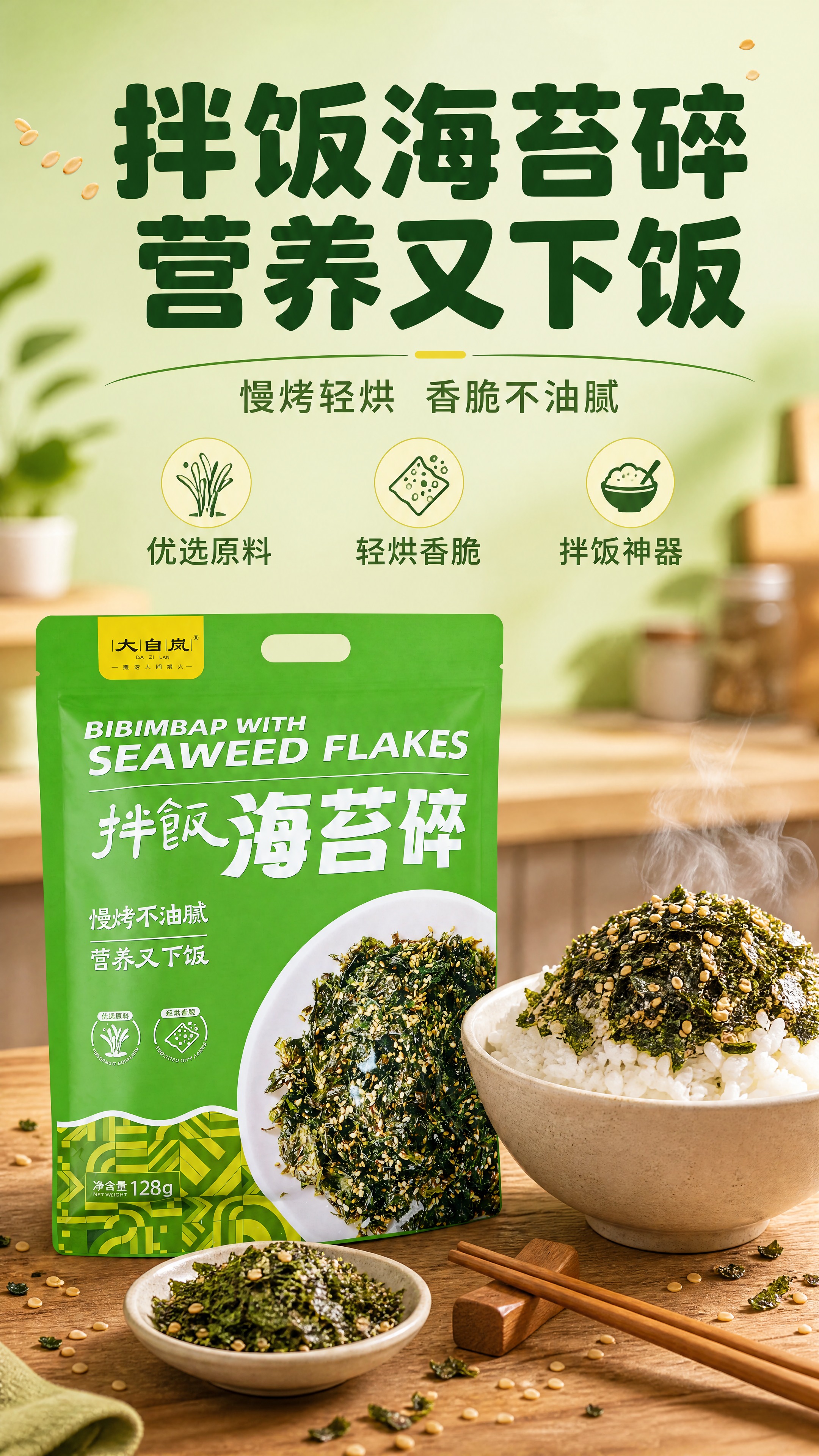 [商品] 使用【图1】大自岚拌饭海苔碎绿色袋装产品；保留包装袋… - 图片创意预览