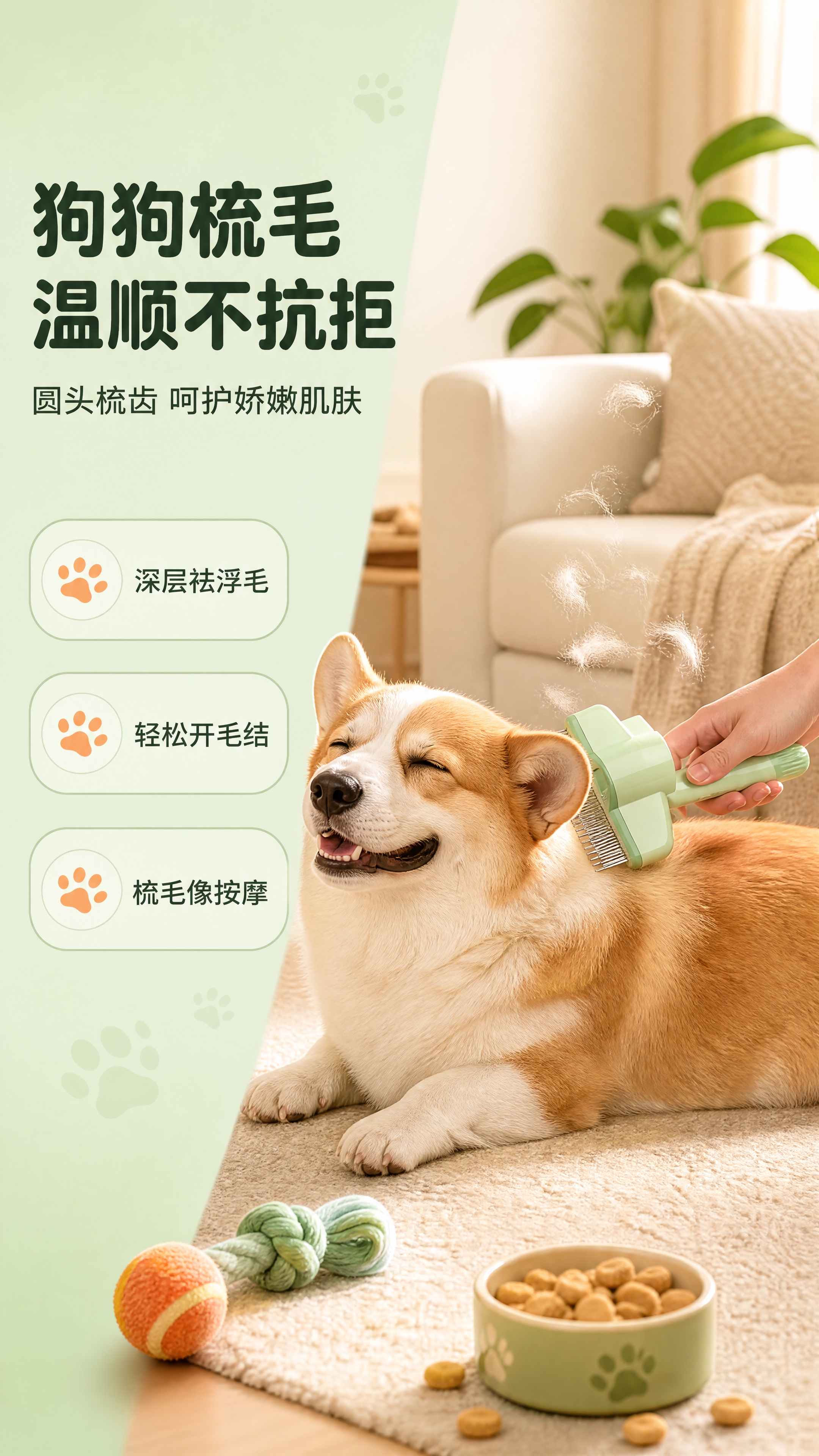 [商品] 使用【图1】薄荷绿一键自洁宠物排梳；保留产品外观、颜… - 图片创意预览