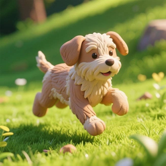 小狗在草地上跑预览效果