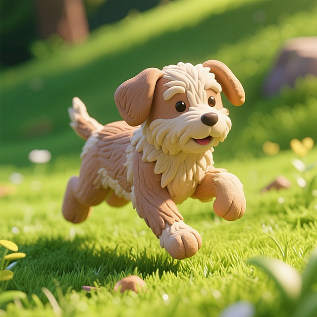 小狗在草地上跑