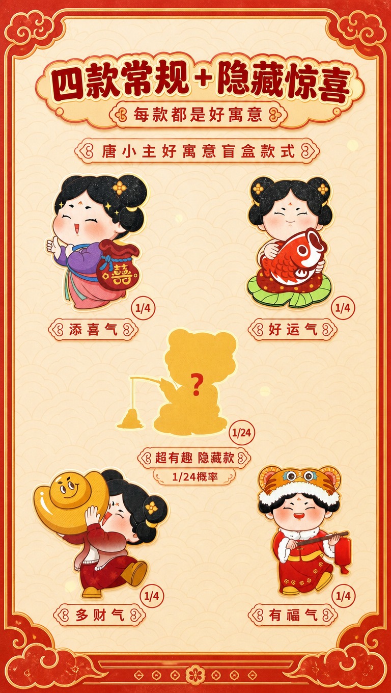 [商品] 使用【图2】唐小主好寓意盲盒款式展示面；保留四款盲盒… - 图片创意预览