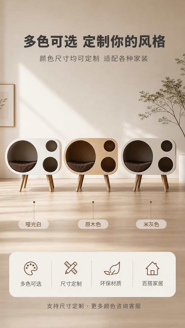 [商品] 使用【图1】Japandi风猫窝床头柜为基础款，展示… - 图片创意预览