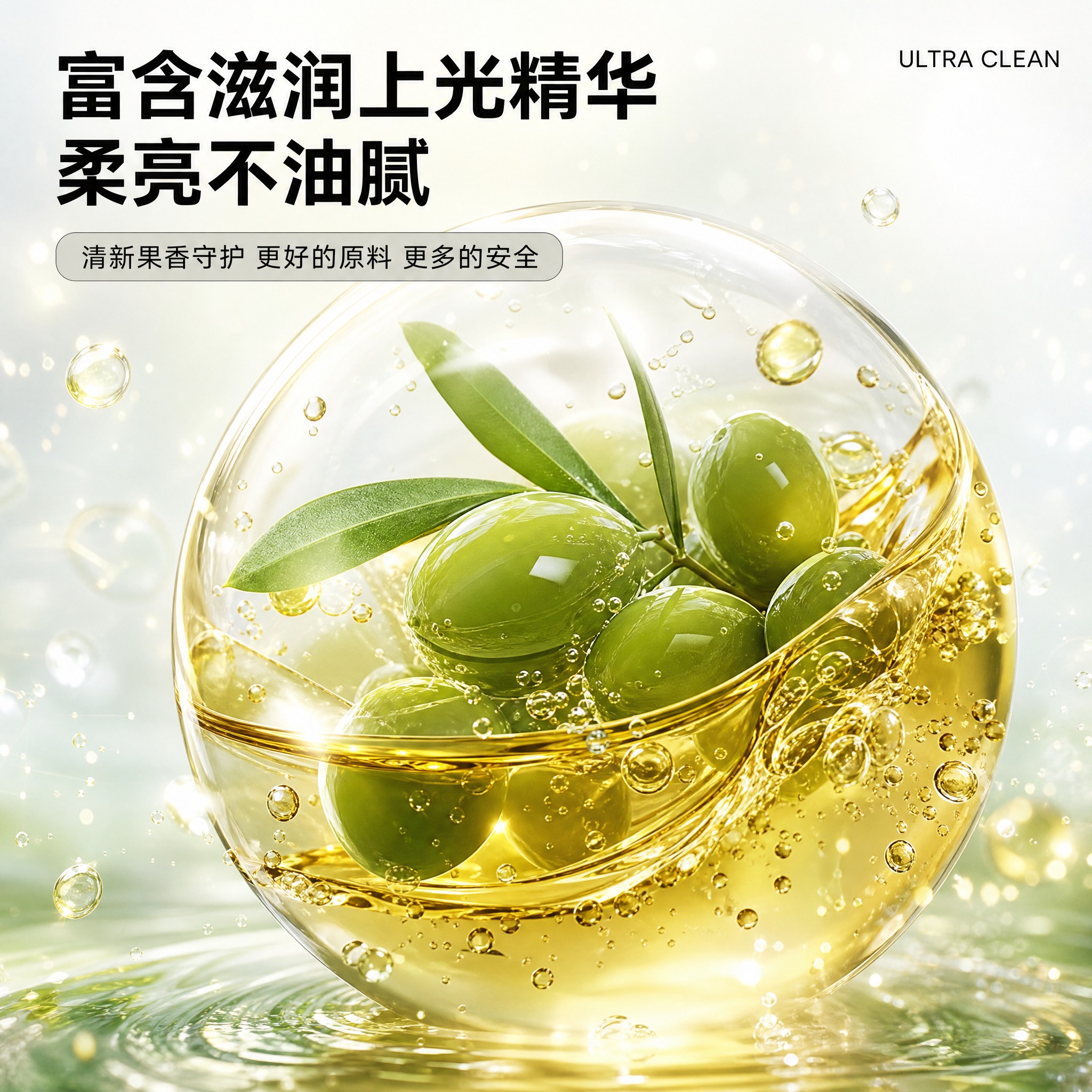 抖音电商商品详情图，1:1比例，浅白清新柔和背景，透明水滴球体… - 图片创意预览