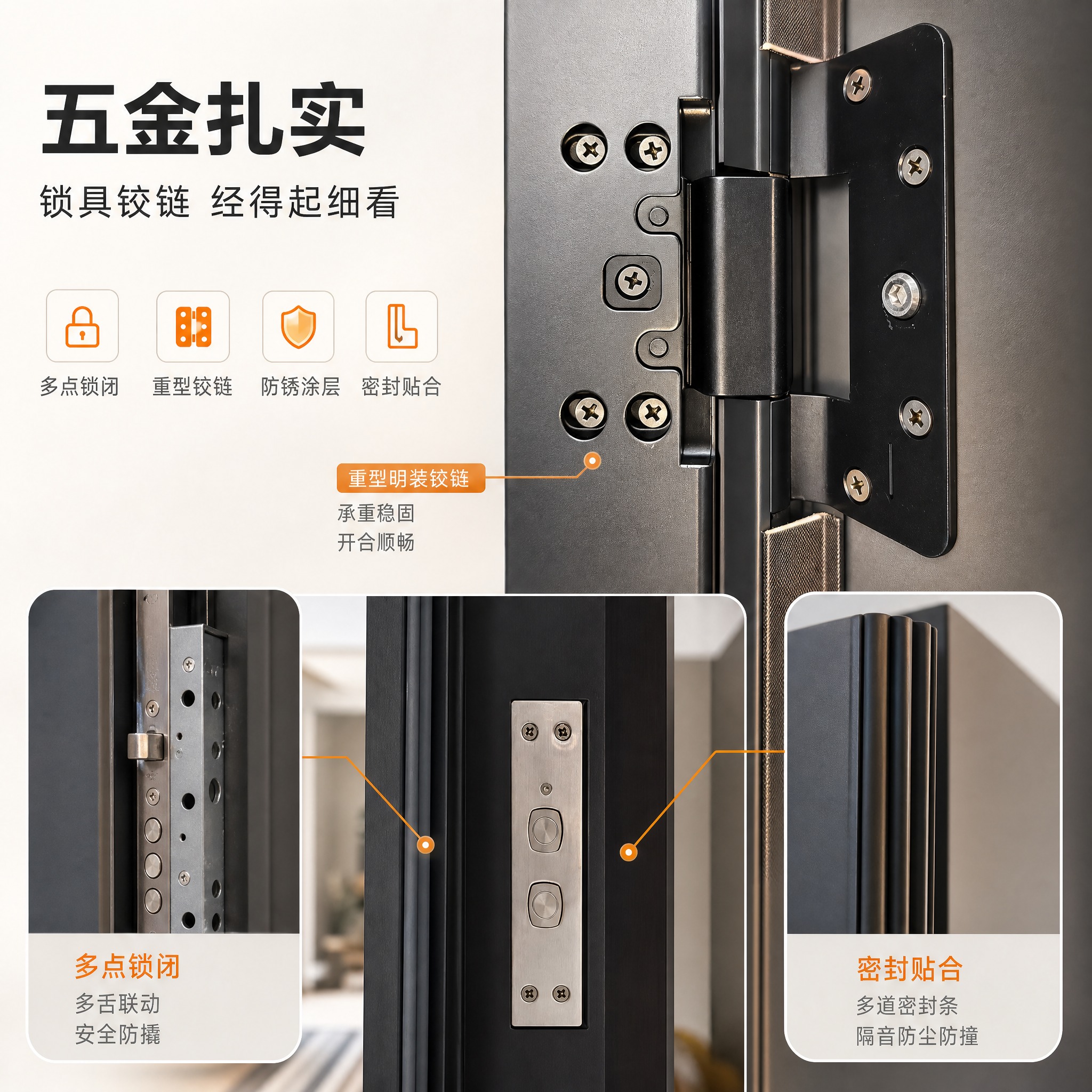 [主图-3] 锁具五金特写图，任务为材质工艺证明：集中展示智能… - 图片创意预览