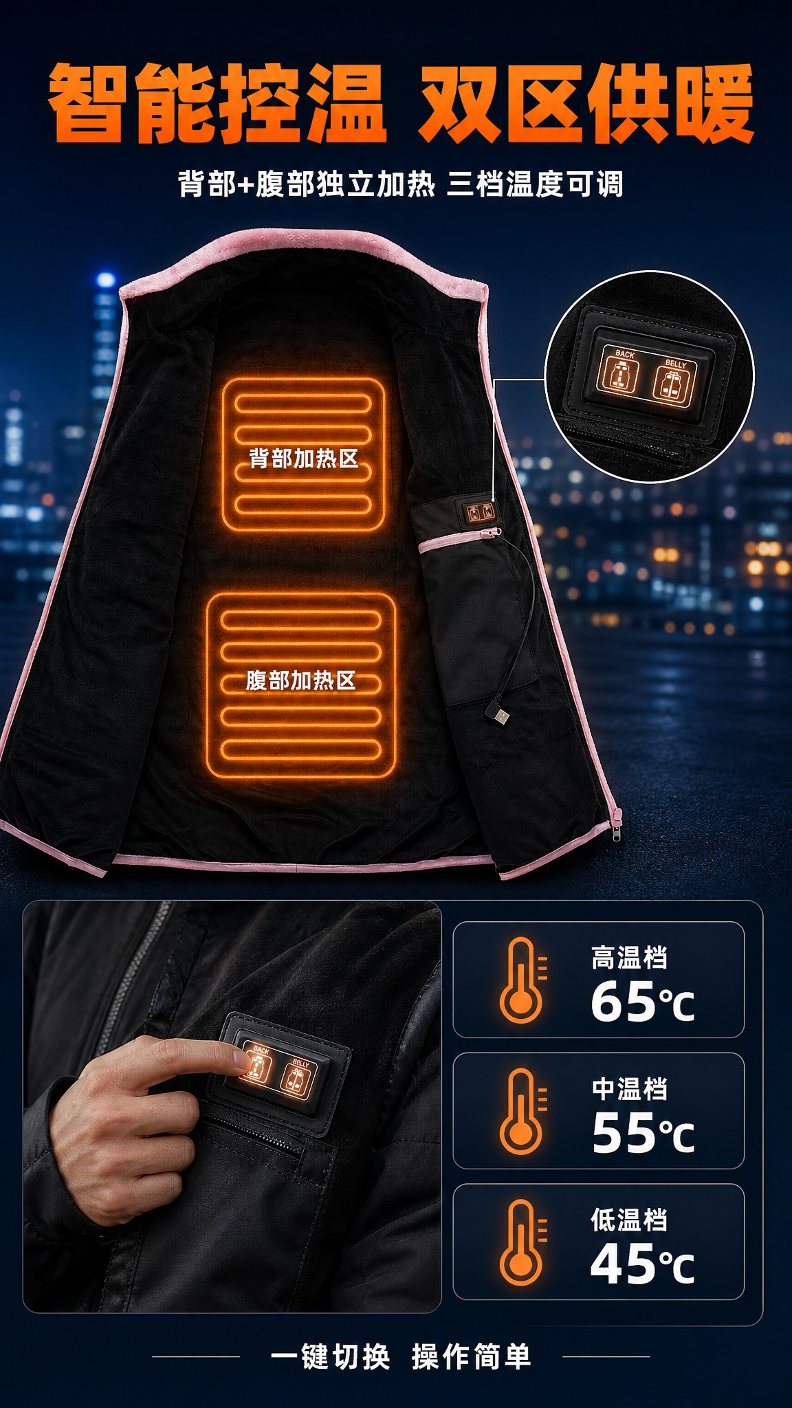 [商品] 使用【图2】【图5】黑色电加热马甲内里及控温开关；商… - 图片创意预览