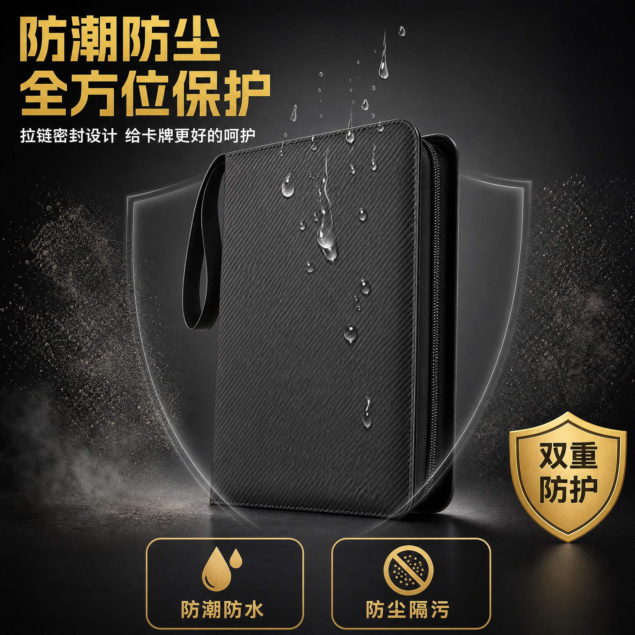 [主图-4] PU卡册防潮防尘功能证明，展示产品的防护能力。基… - 图片创意预览