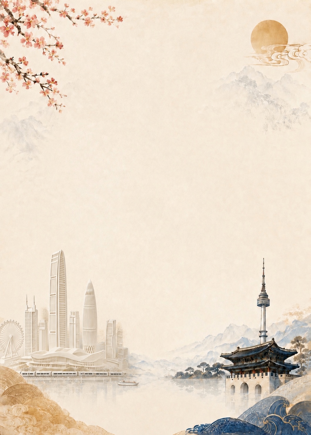 将图1左侧原有的深圳建筑替换为图2的深圳地标建筑群，整体融合为… - 图片创意预览