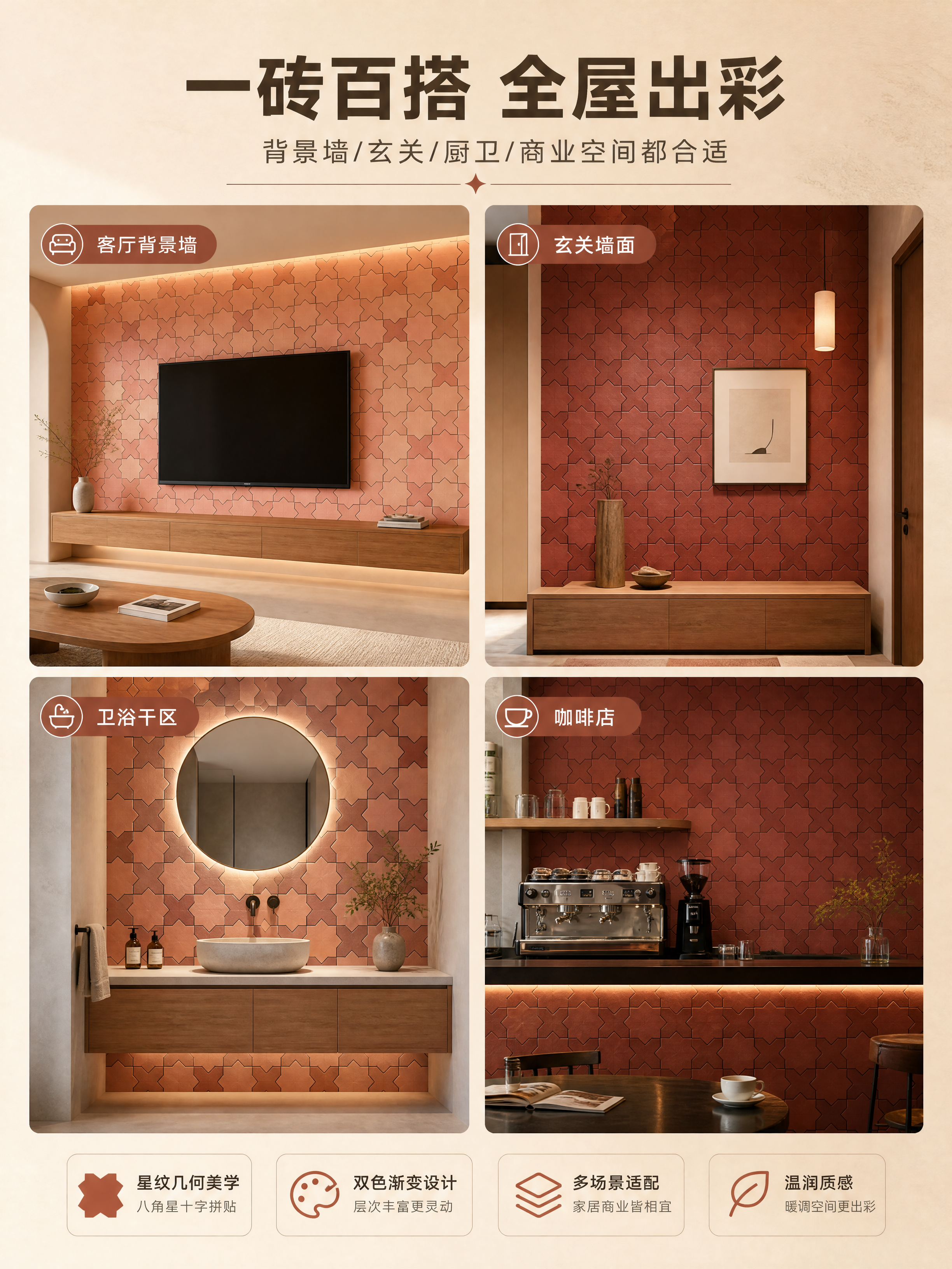 [商品] 使用【图1】星纹几何拼花瓷砖，保留八角星十字几何图案… - 图片创意预览